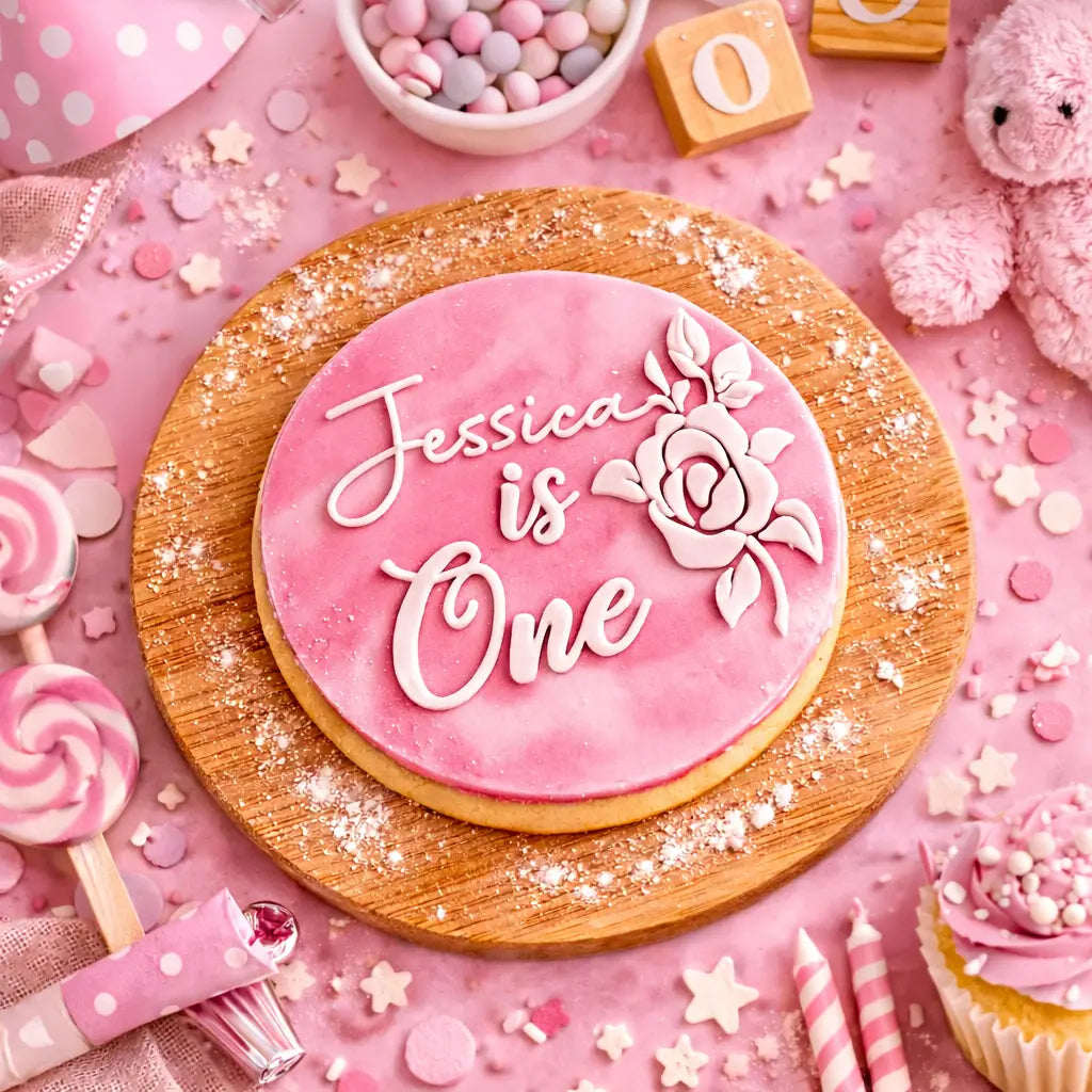 Birthday Fondant Debosser Floral Design 80mm | Flower Cookie Stamp Evermore Gifts & Favours