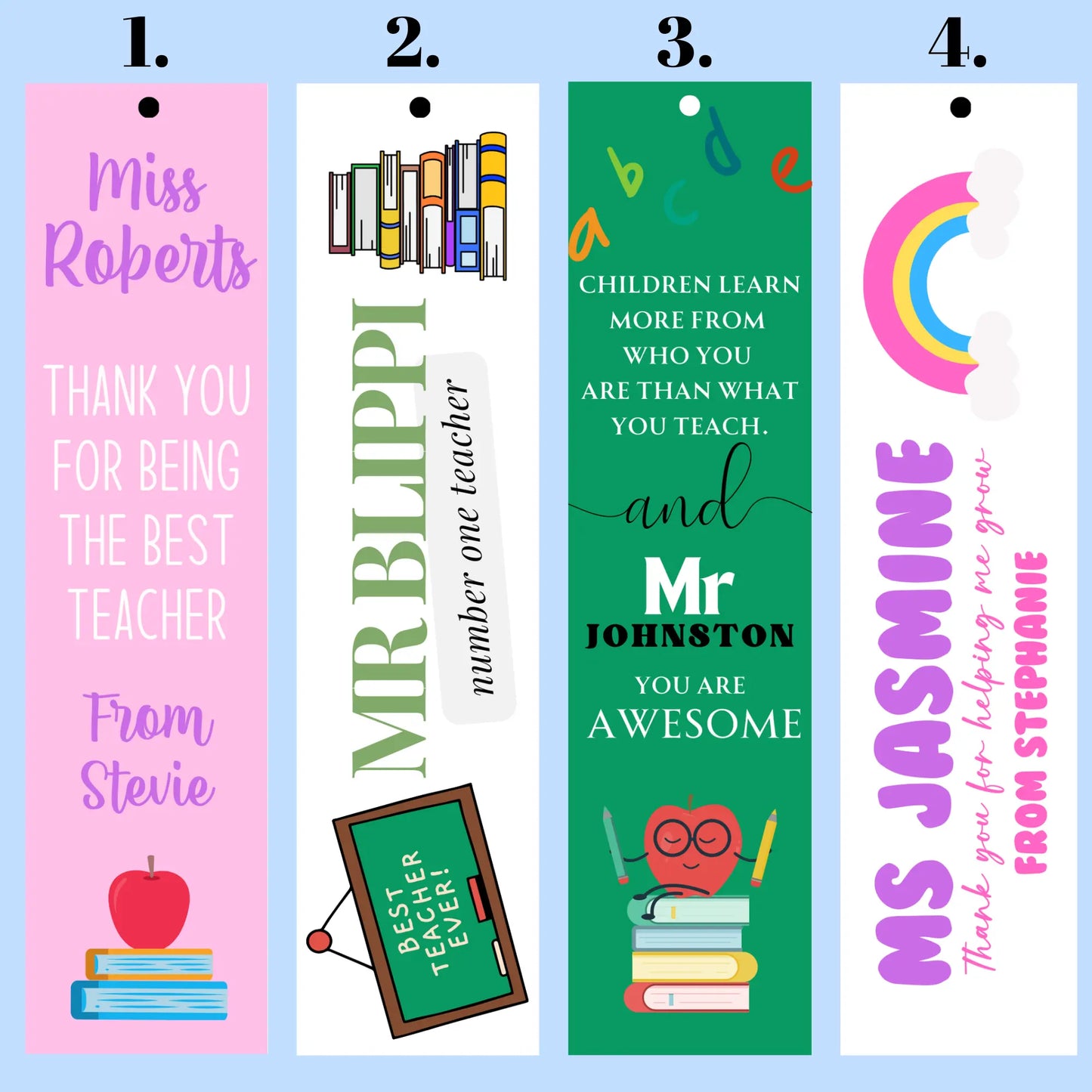 Printed Teacher Bookmark – Personalised End of Year Gift Evermore Gifts & Favours