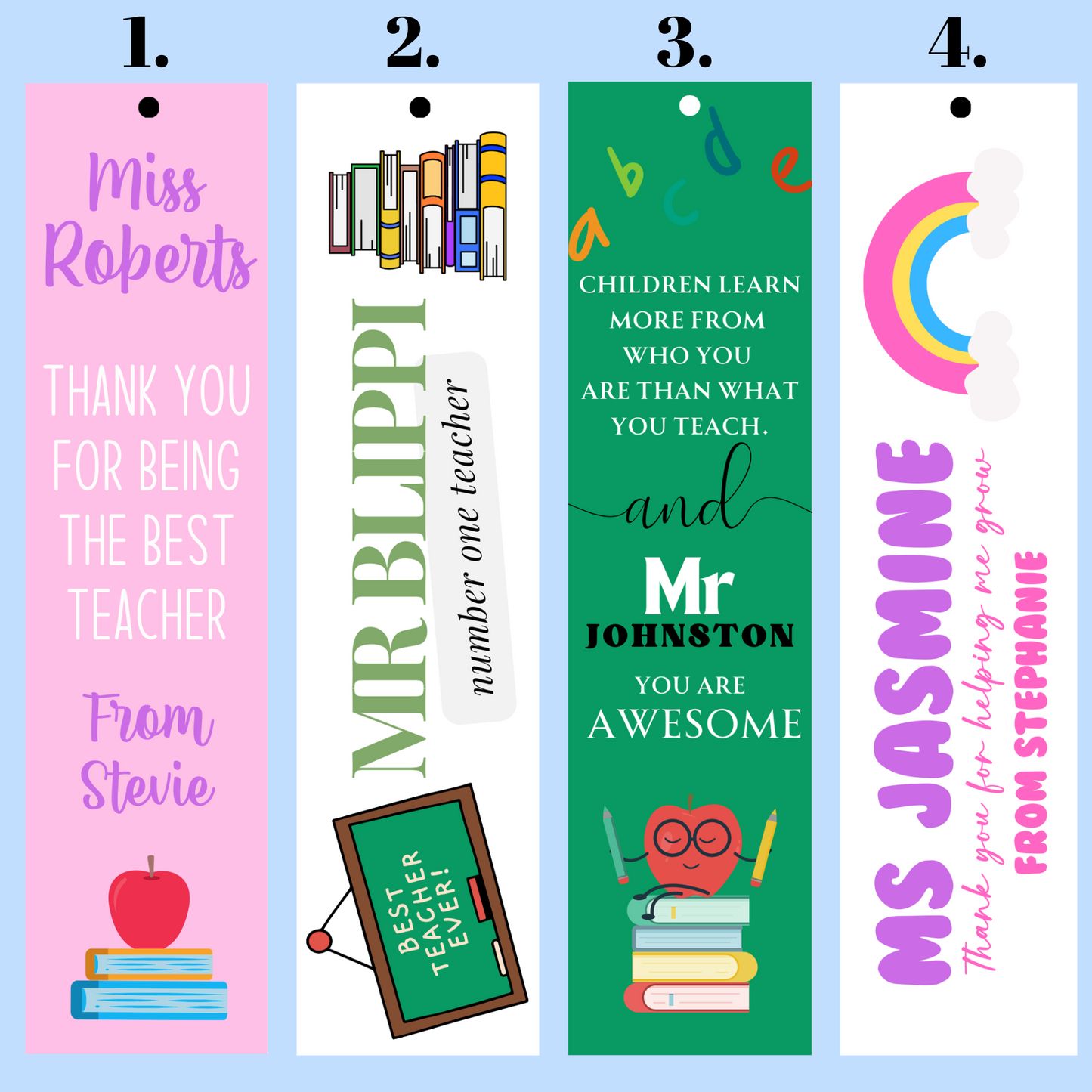 Personalised Teacher Bookmark – Custom Printed Gift