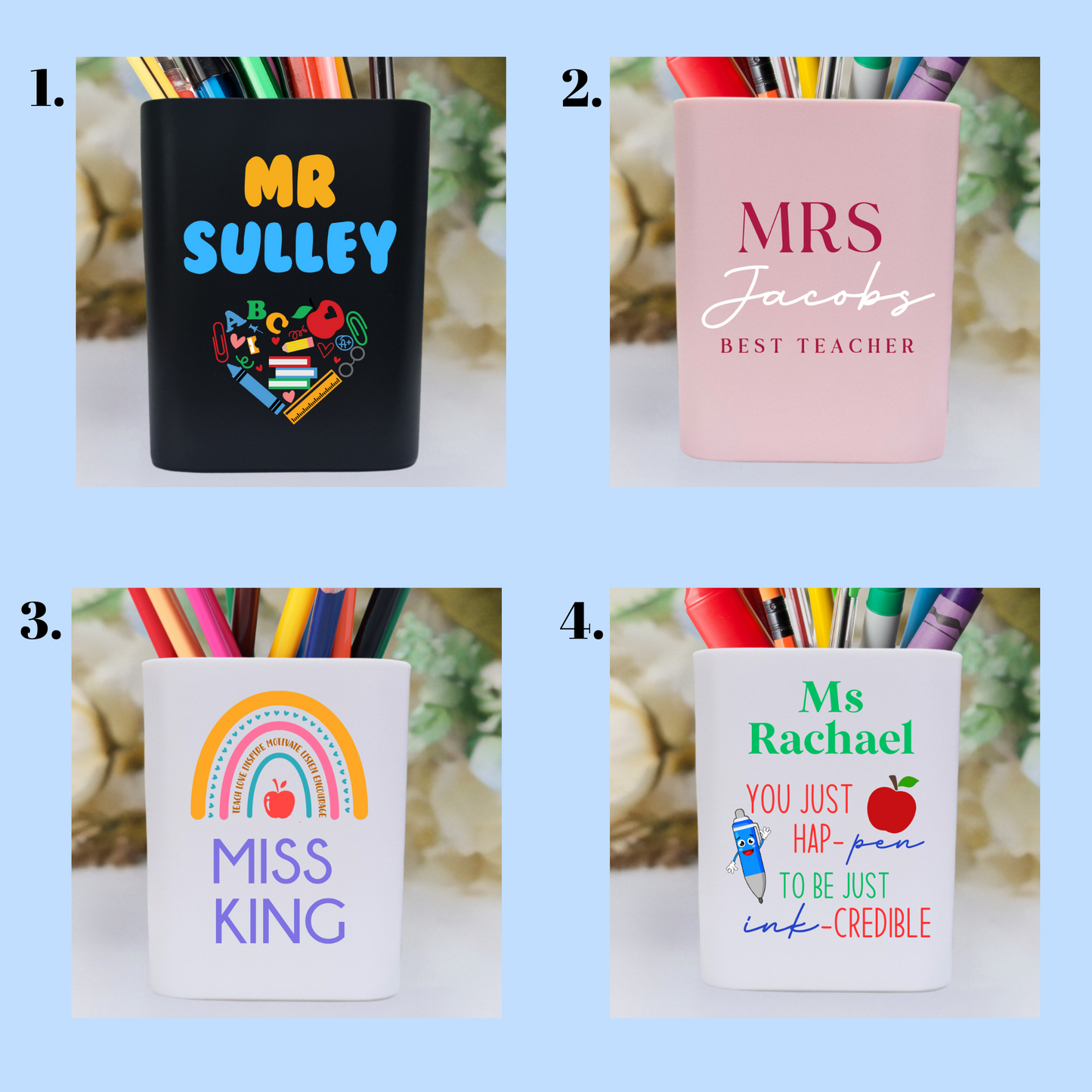 Personalised Teacher Pen Holder – Custom Desk Gift