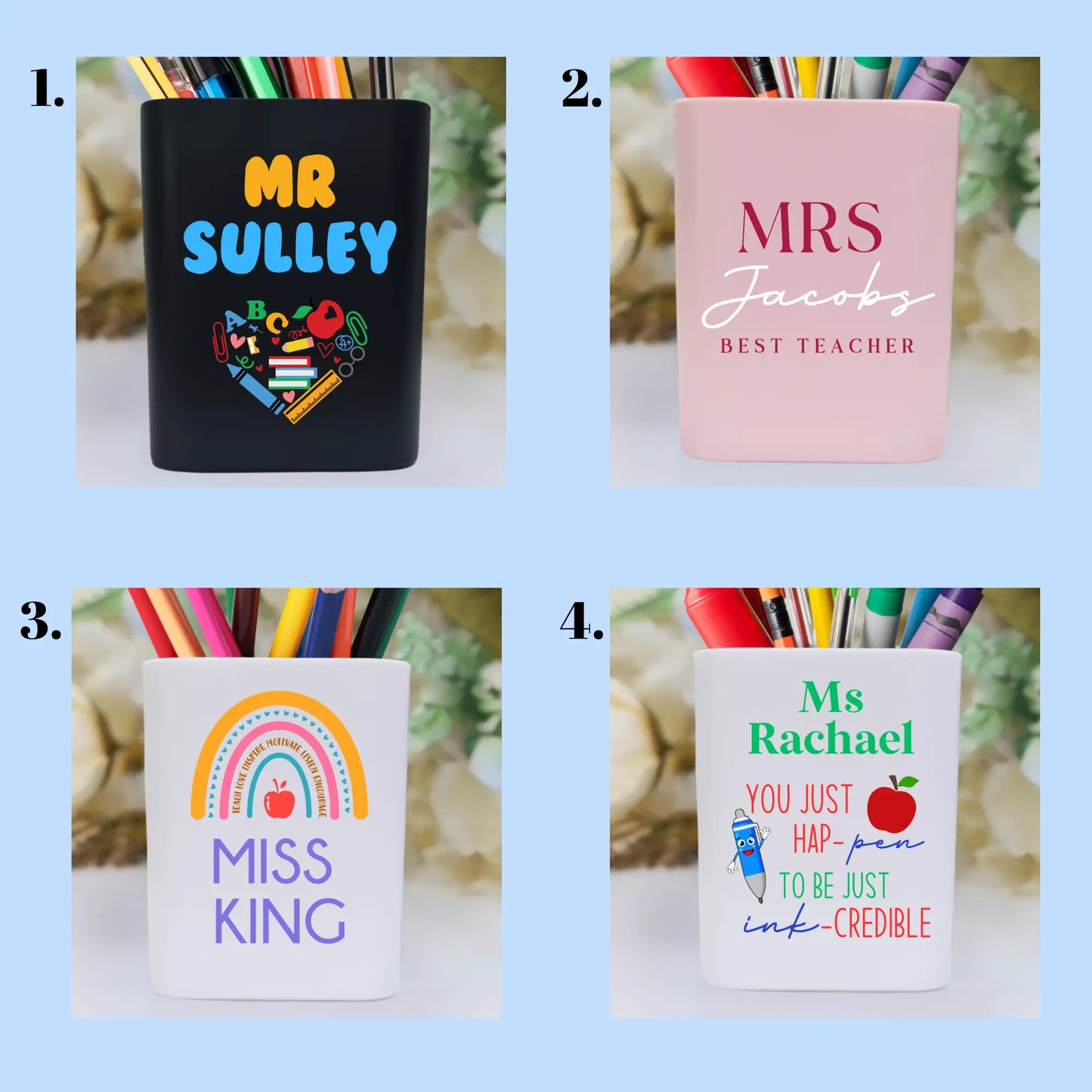 Printed Teacher Pen Holder – Personalised School Gift Evermore Gifts & Favours