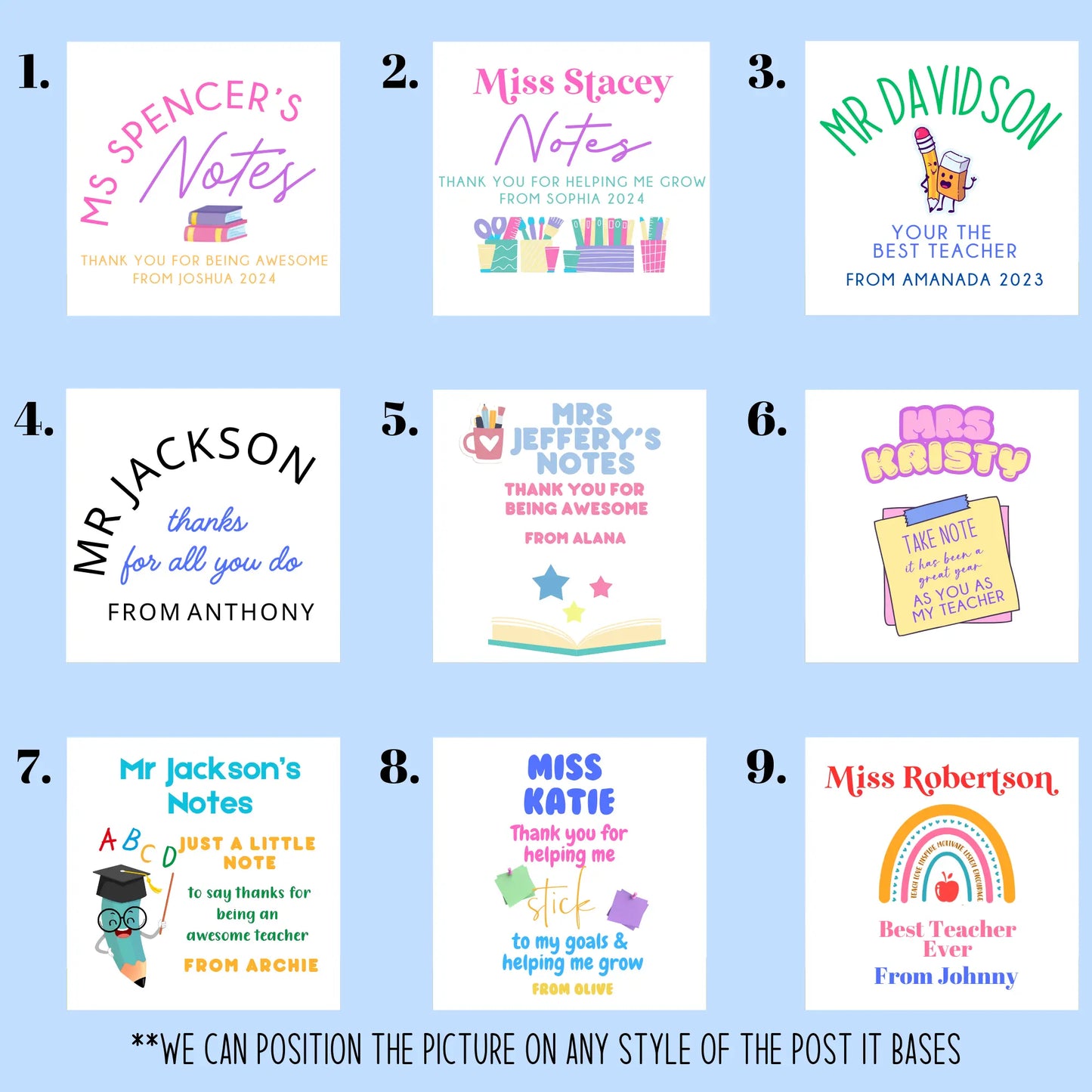 Personalised Laser Cut Teacher Post-it Holder – Custom Desk Organiser Gift Evermore Gifts & Favours