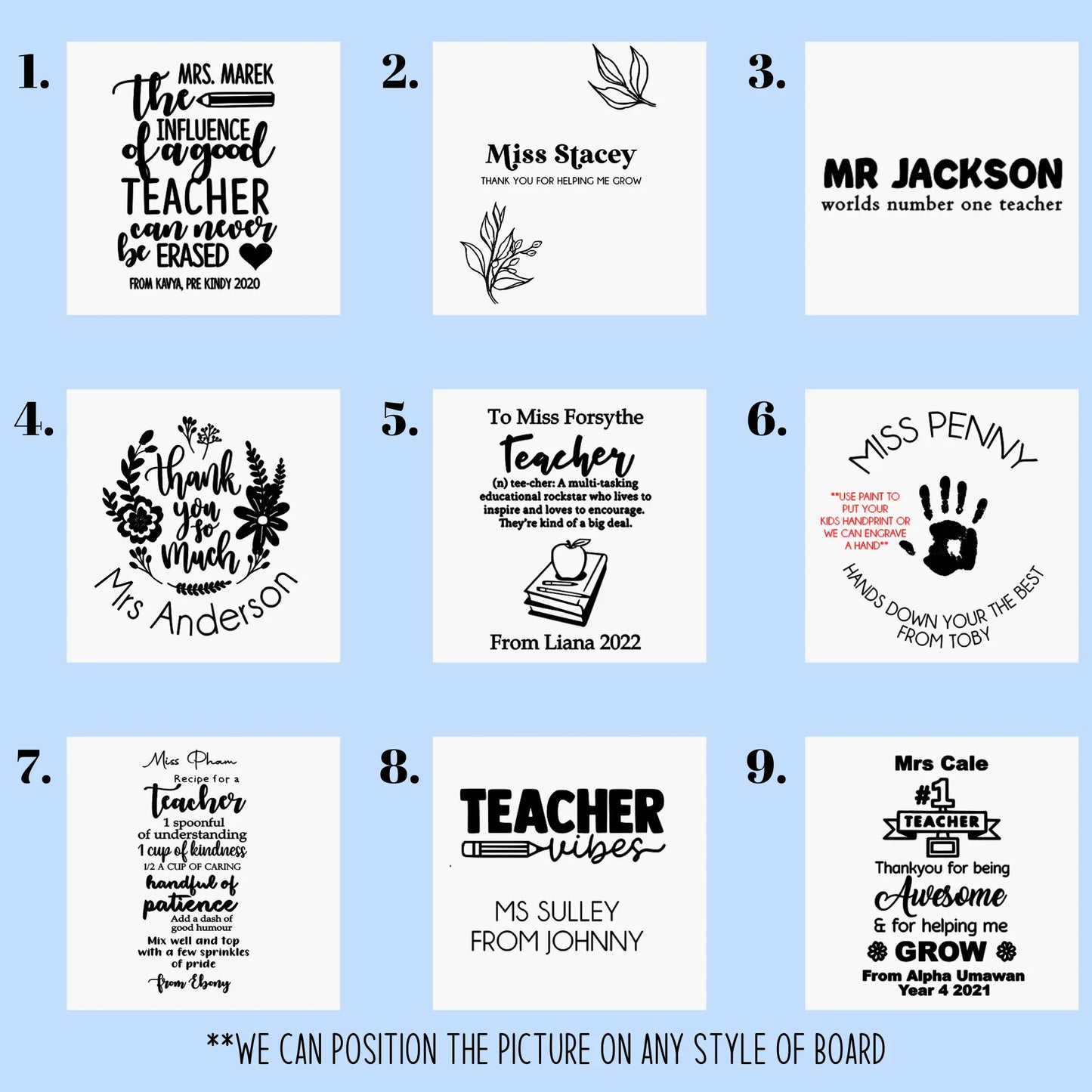 Custom Teacher Gift Serving Board – Engraved Wood Design Evermore Gifts & Favours