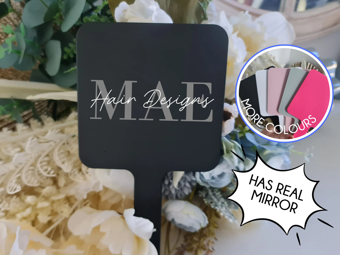 Custom Handheld Mirror with Business Logo – UV Printed – Perfect Favours Evermore Gifts & Favours