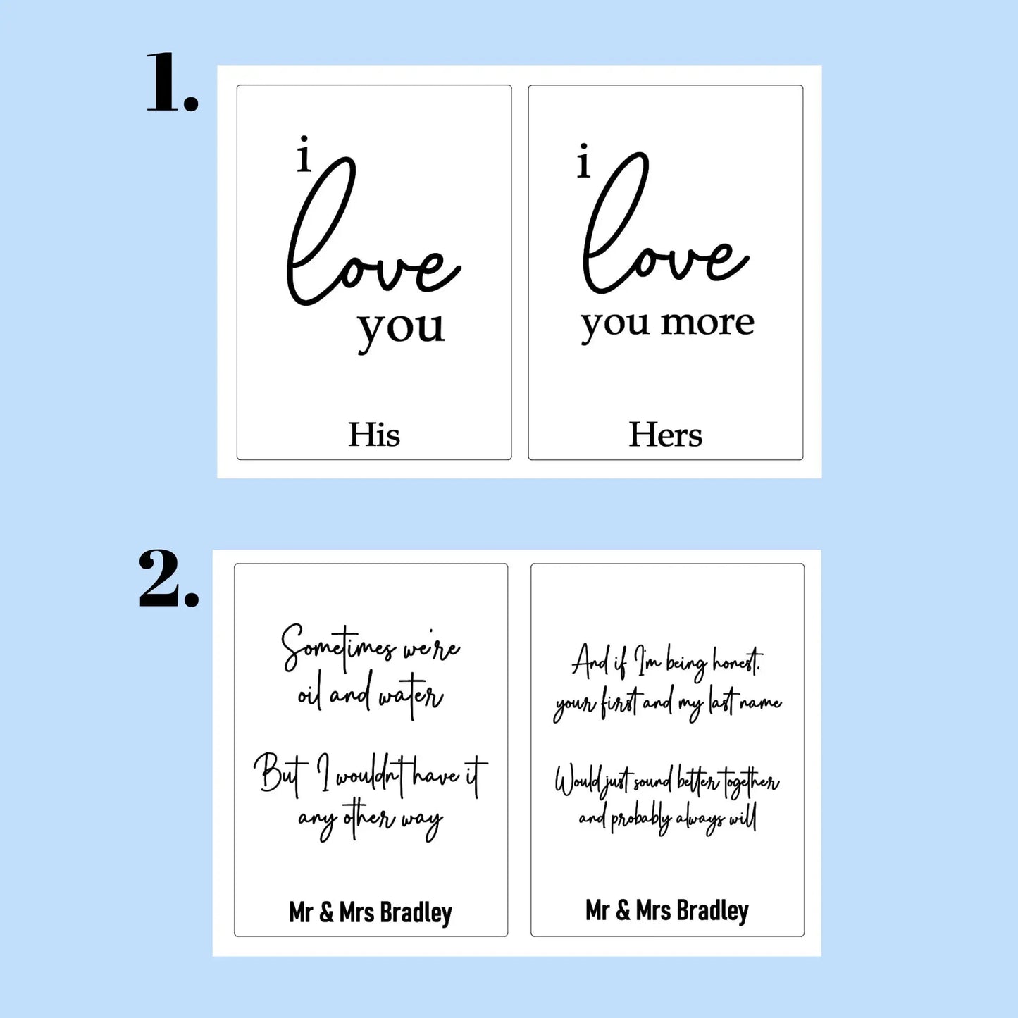 Wedding Vow Card Covers – Custom Names, Dates & Colours Evermore Gifts & Favours