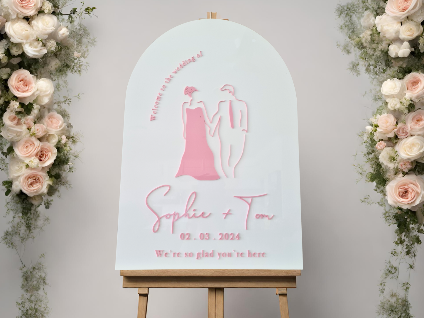 Customisable Wedding Welcome Sign – Acrylic in Over 20 Colours