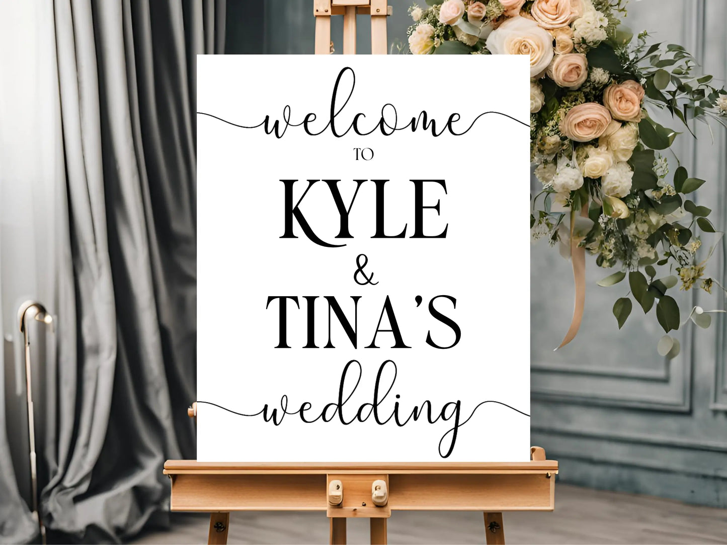 Minimalist Wedding Welcome Sign – Custom Names and Dates Evermoregifts