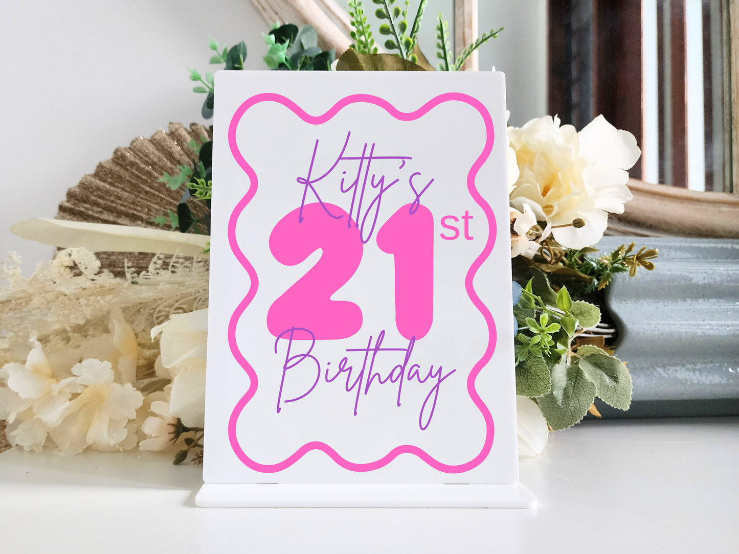 21st Birthday Sign – Mirror Acrylic or Timber Custom Option