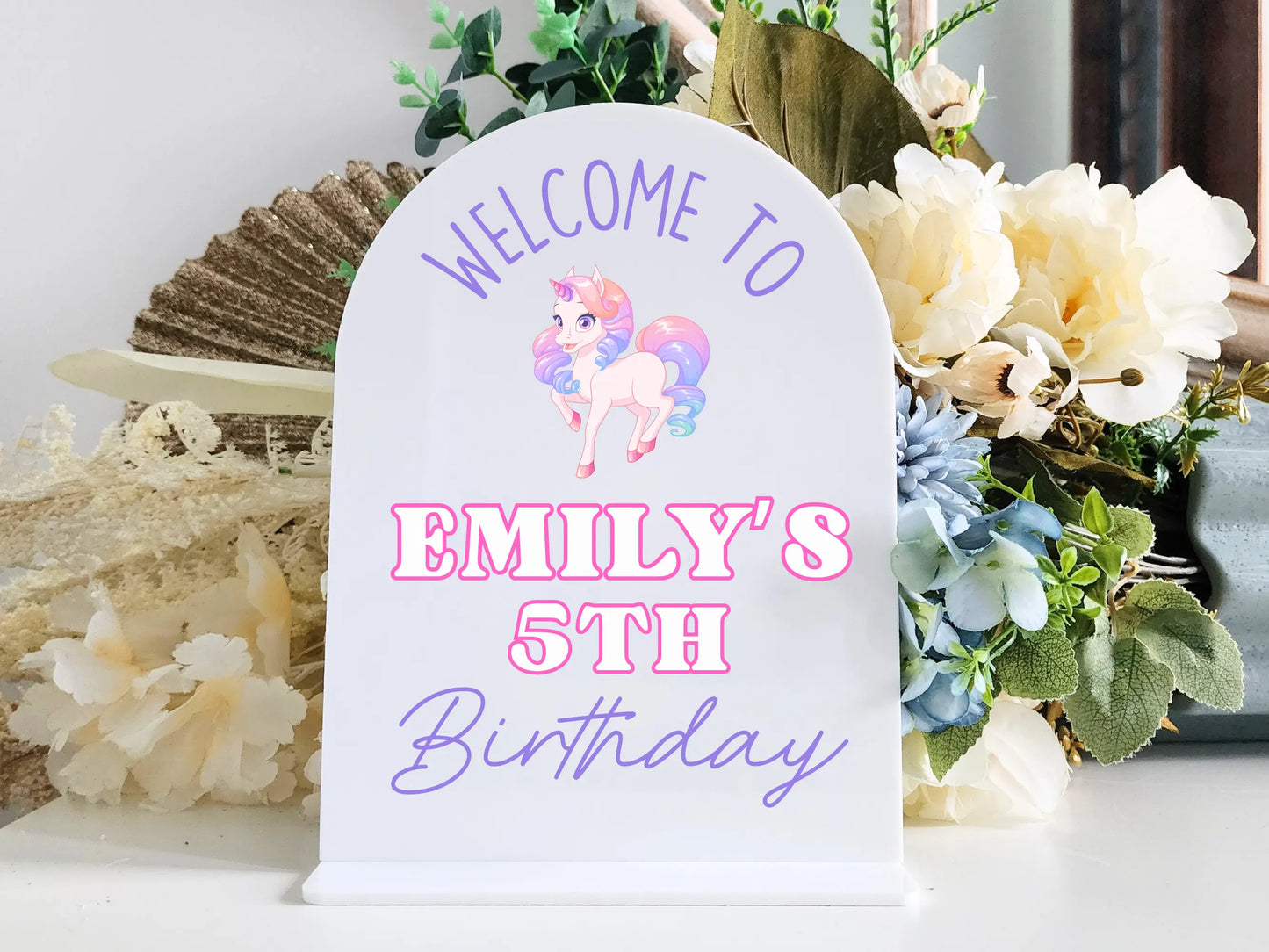 Birthday Name Display Sign – Durable Acrylic or Timber Option Evermore Gifts & Favours