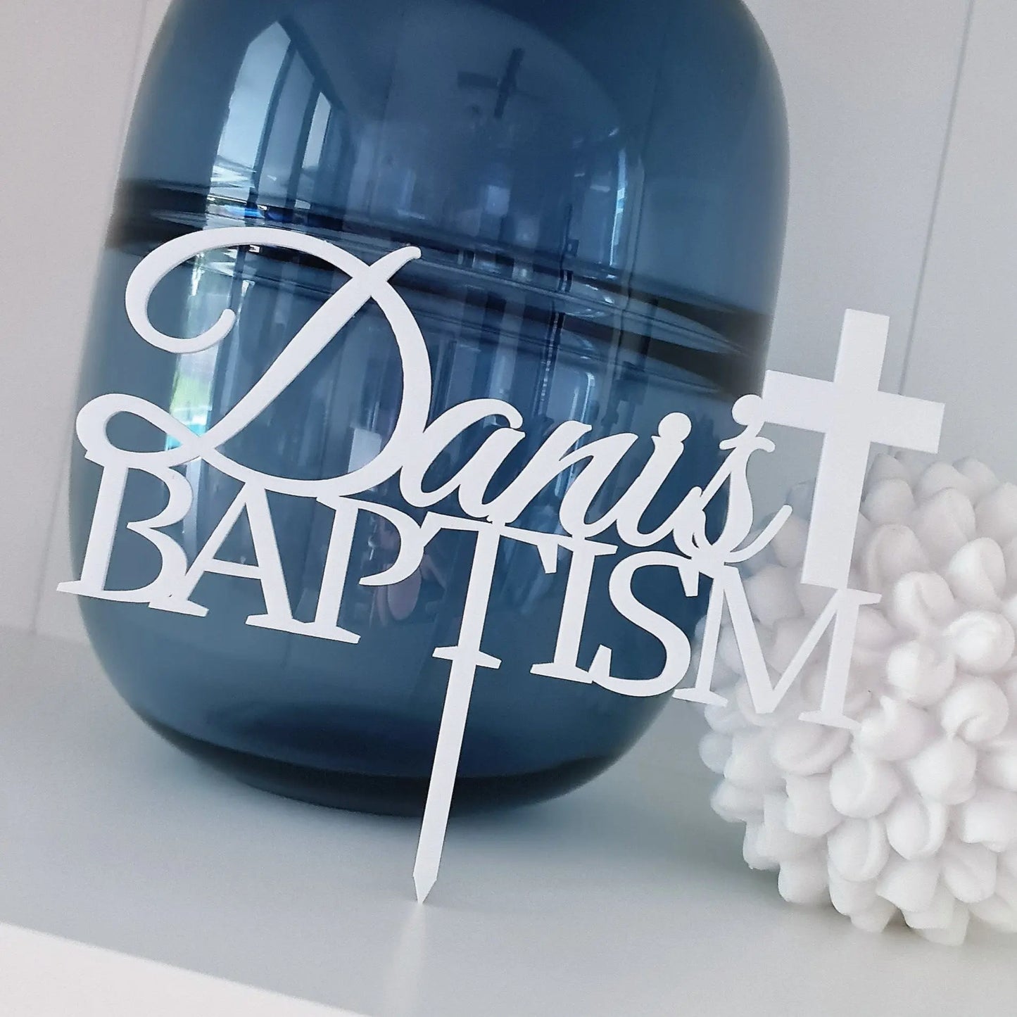 Custom Timber Christening Cake Topper – Rustic Style with Name Evermore Gifts & Favours