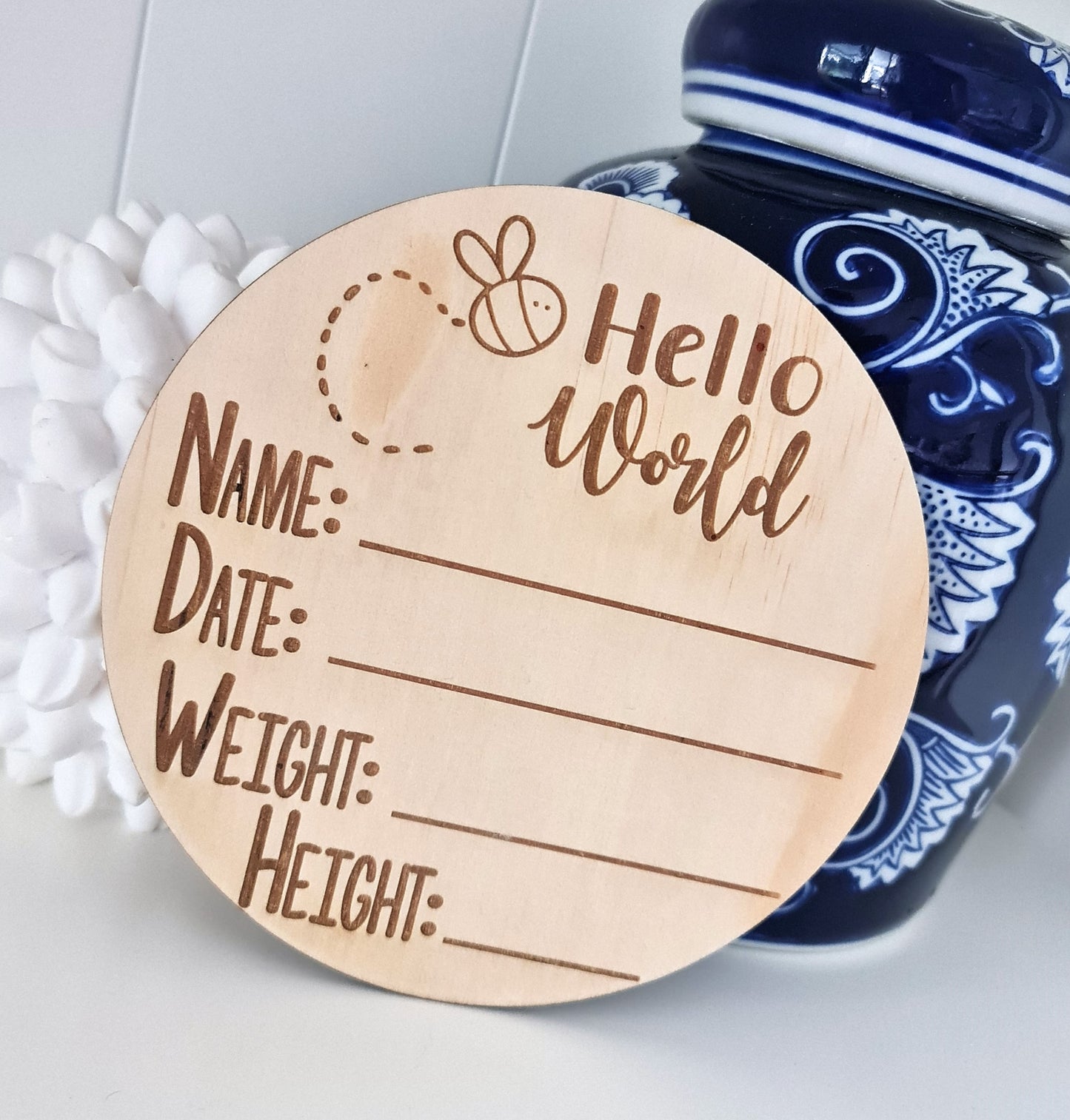 Custom Birth Announcement Disc – Newborn Name Reveal Sign