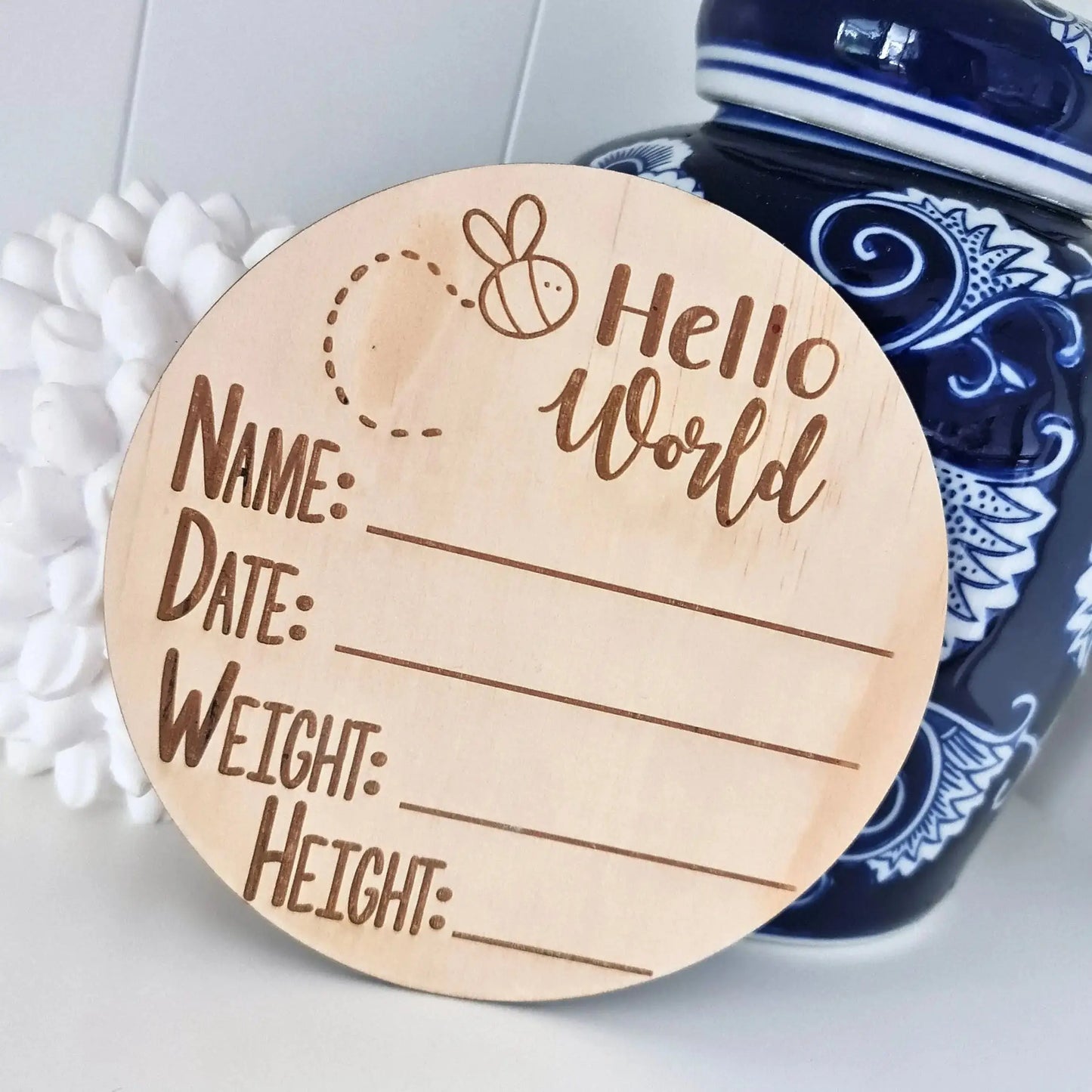 Custom Birth Announcement Disc – Newborn Name Reveal Sign Evermore Gifts & Favours