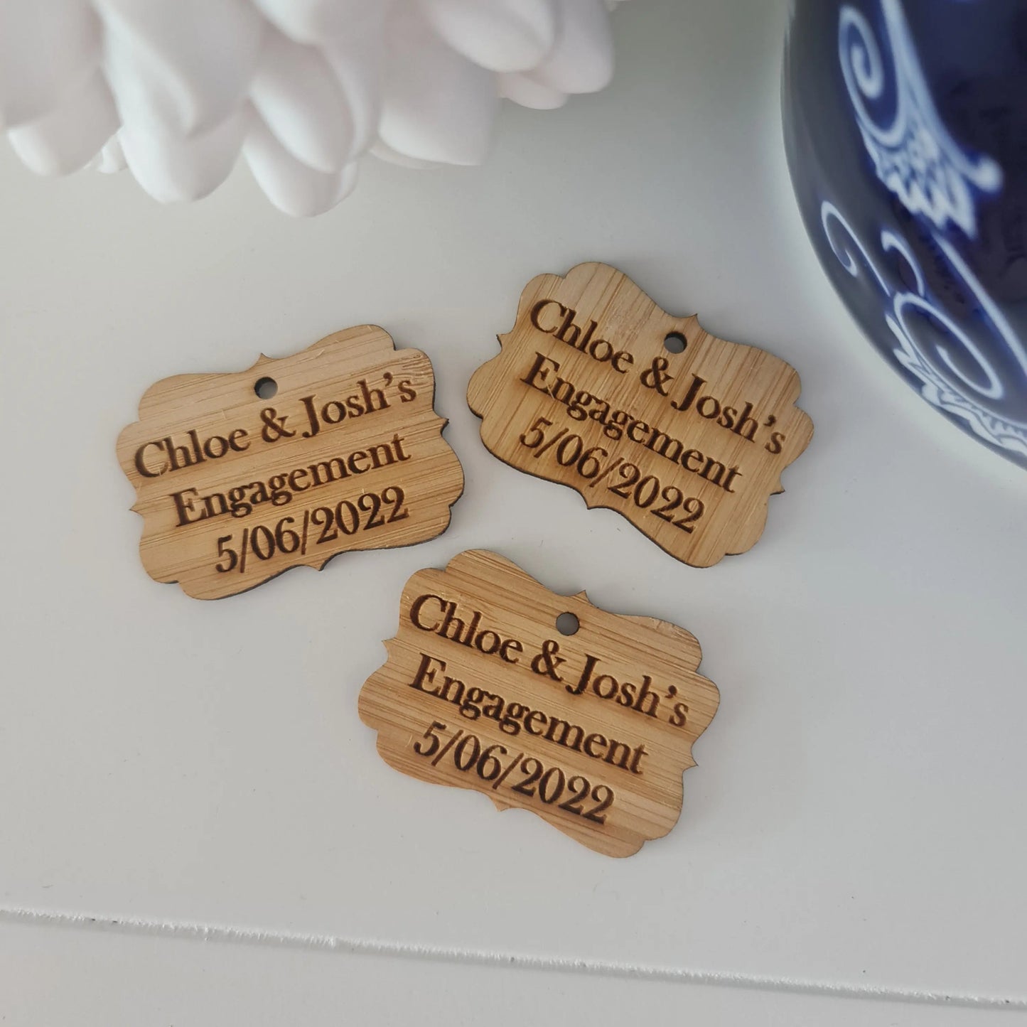 Wedding Bonbonniere Gift Tags – Personalised Acrylic or Timber Favour Tags Evermore Gifts & Favours