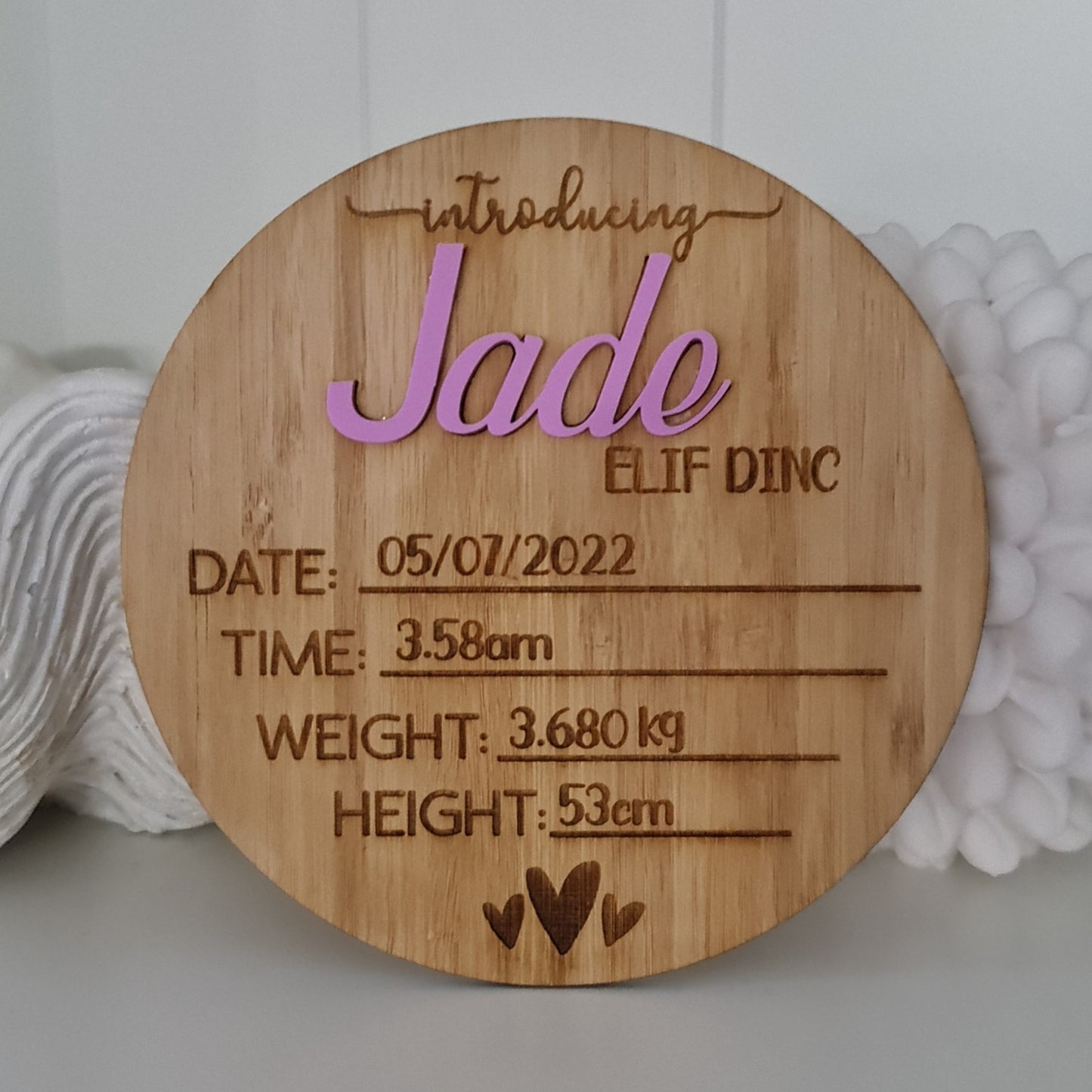 Custom Newborn Name Reveal Plaque – Baby Birth Announcement