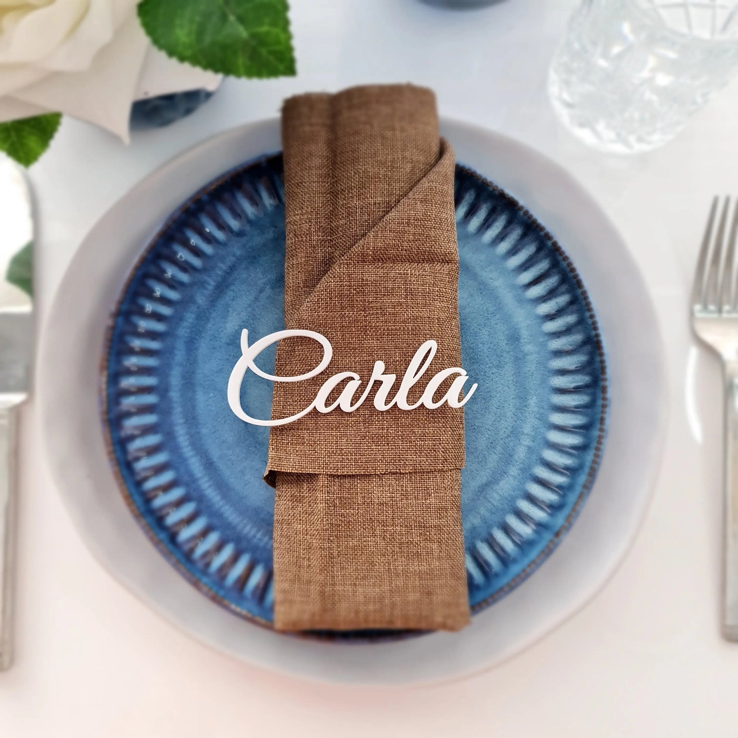 Personalised Mirror Acrylic Wedding Name Tags – Guest Place Settings Evermore Gifts & Favours