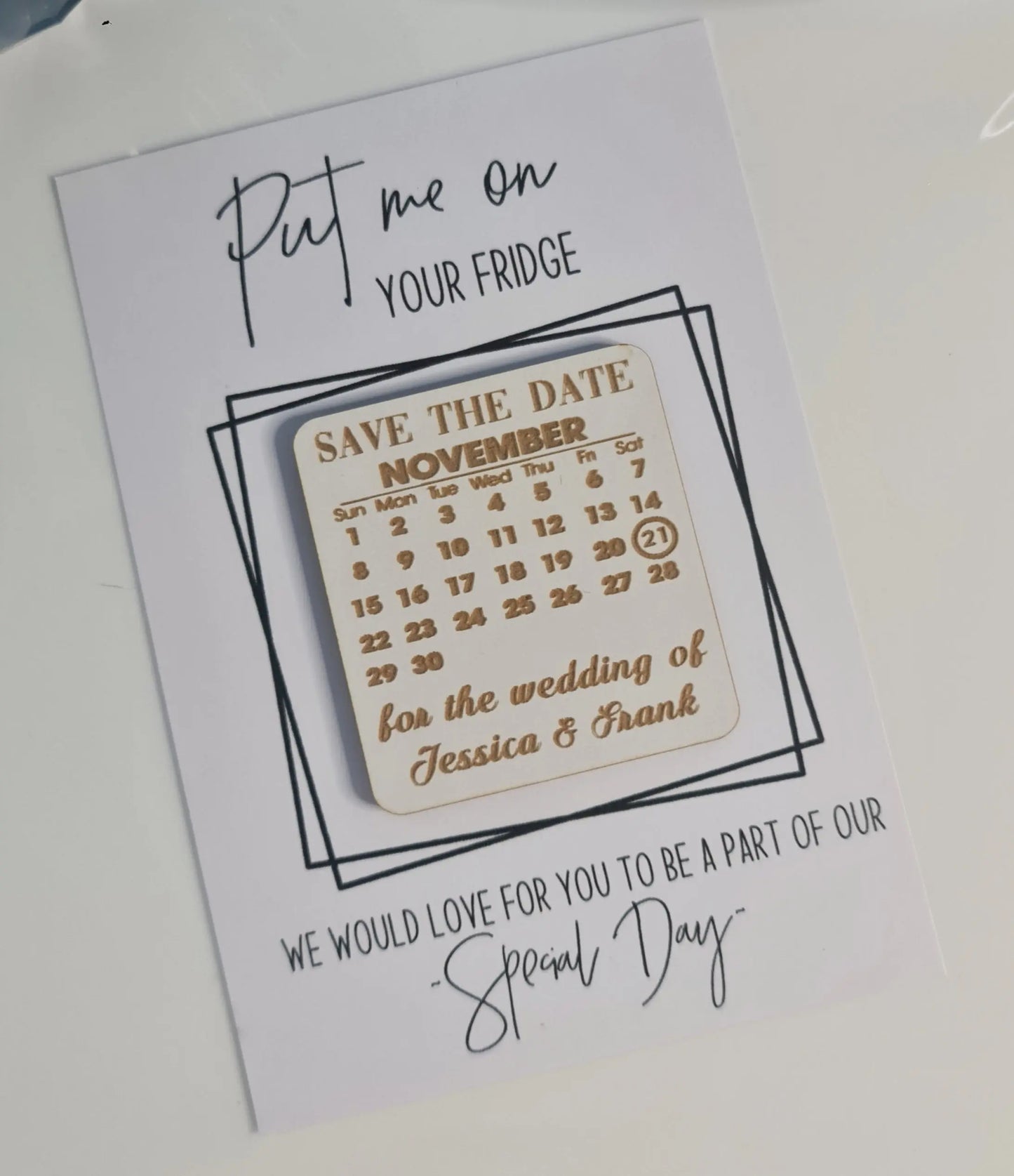 Rustic Wedding Save the Date Magnet – Etched Wooden Circle with Magnet Evermore Gifts & Favours