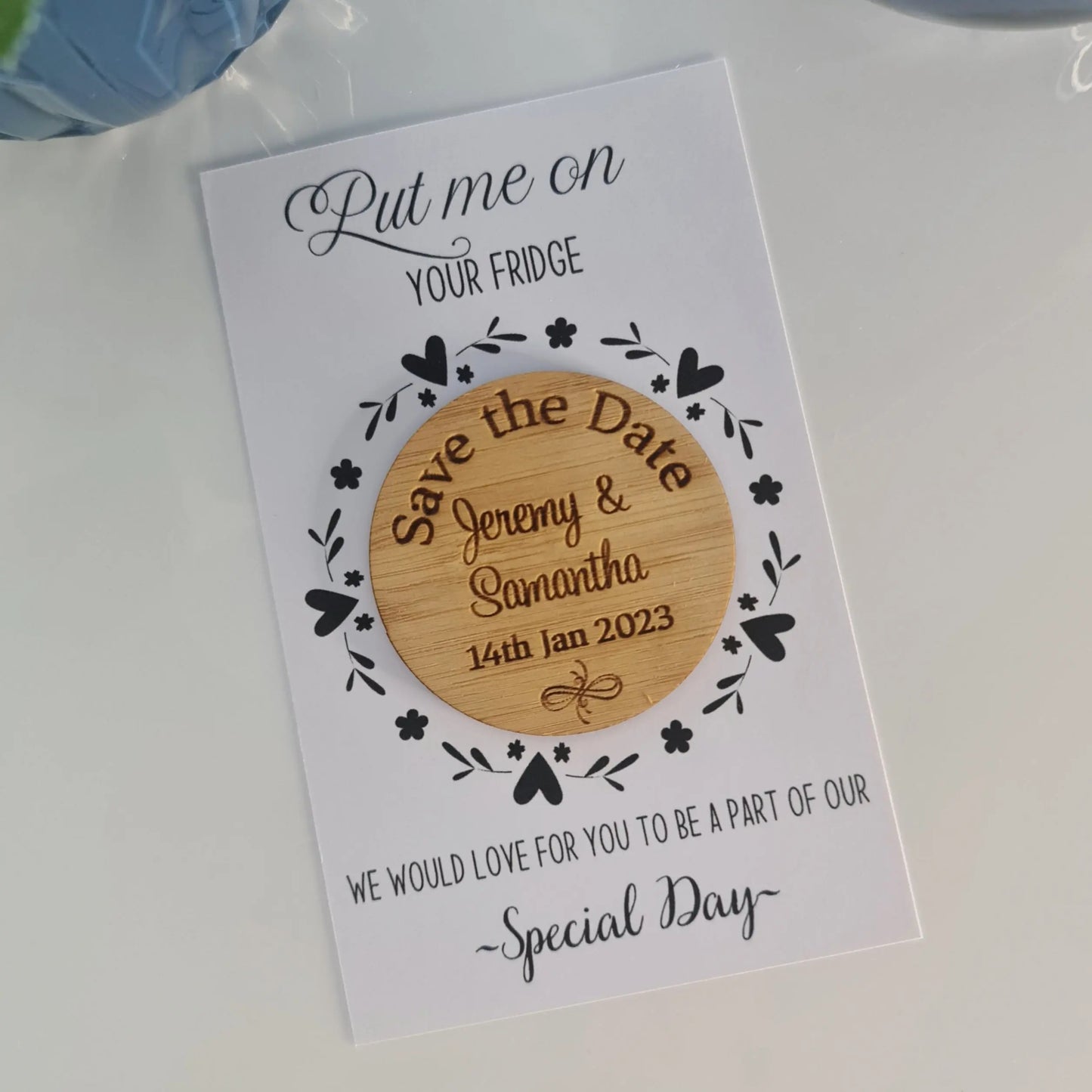 Wooden Save the Date Magnet – Laser Etched with Names and Date Evermore Gifts & Favours