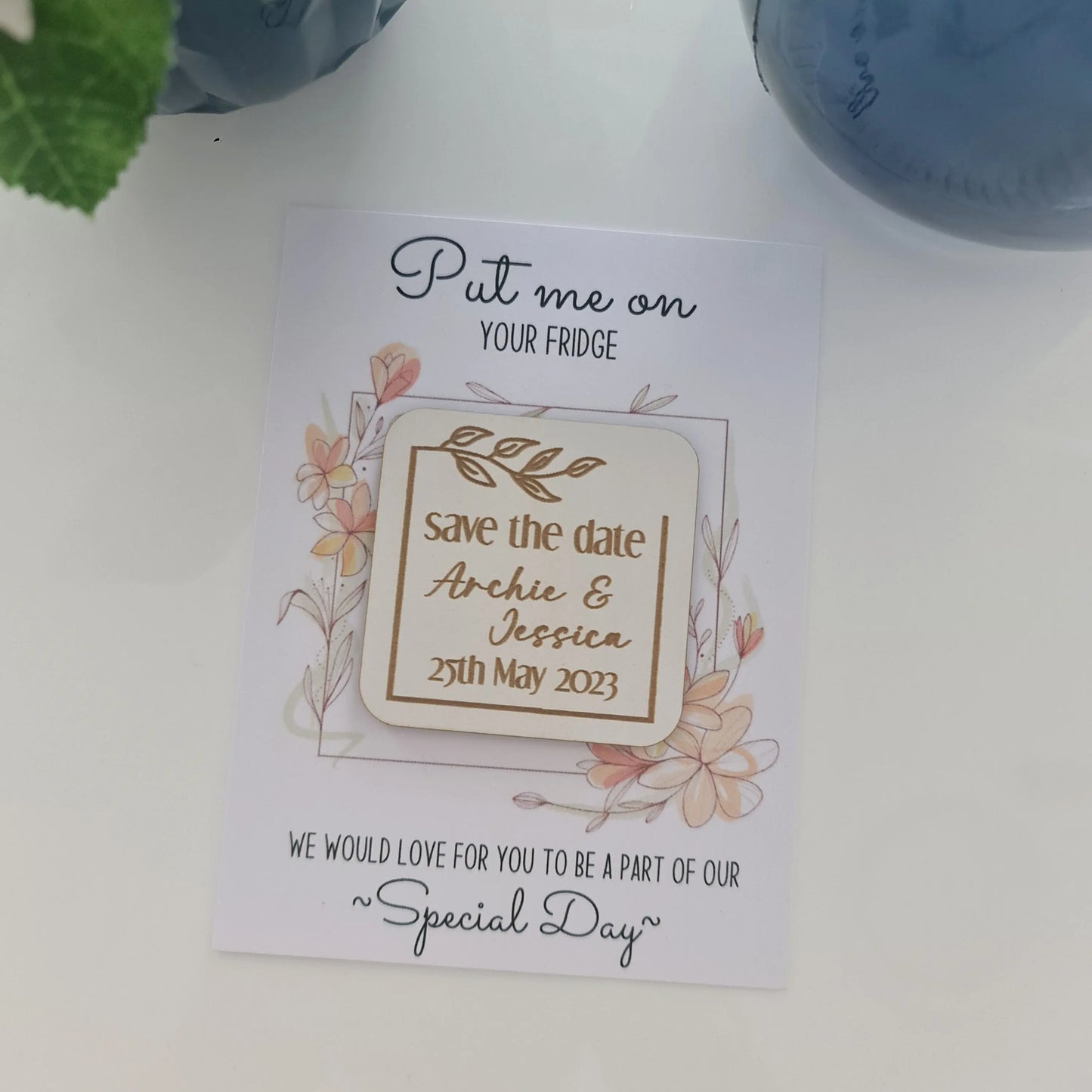 Personalised Wooden Save the Date Disk – Rustic Magnet Style Evermore Gifts & Favours