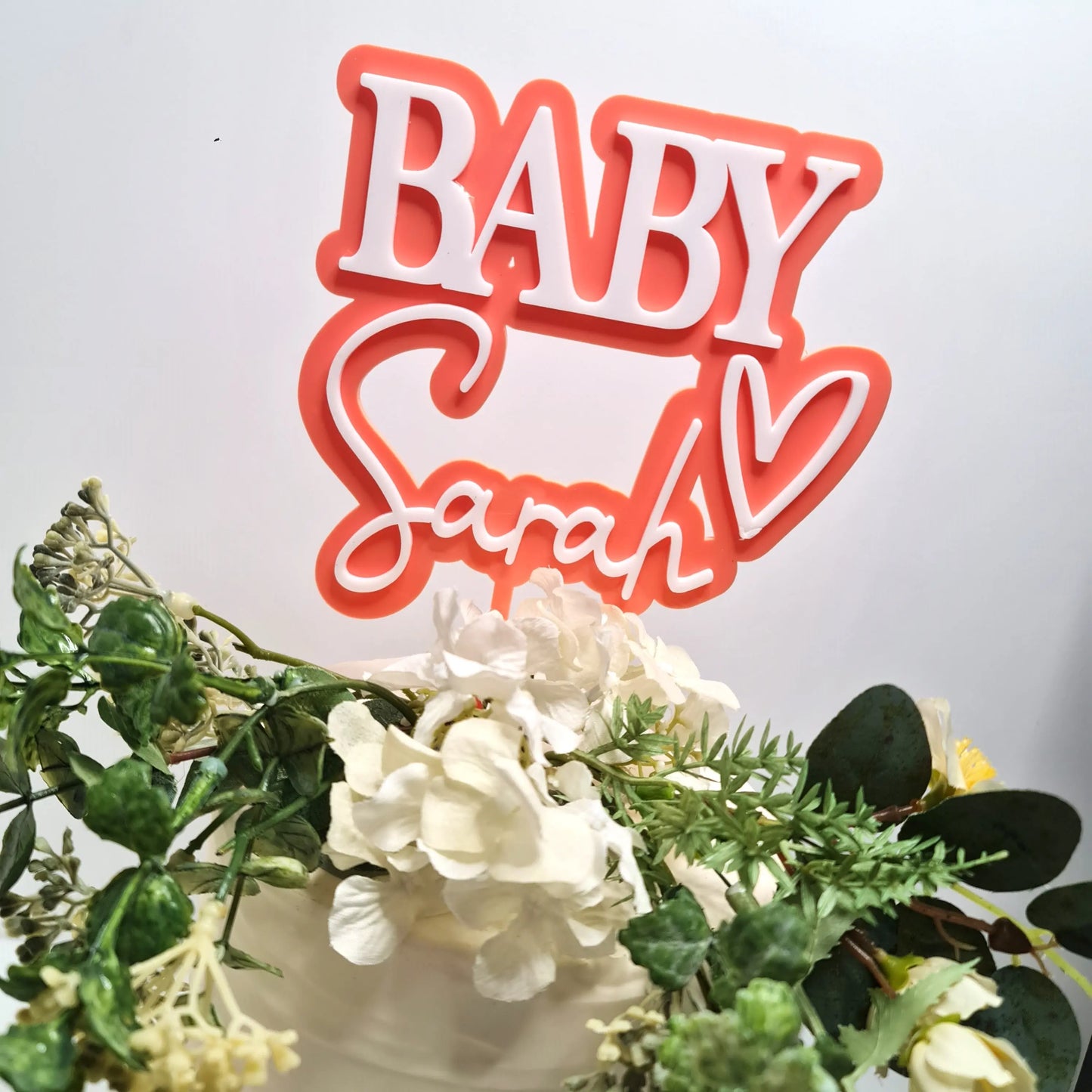 Baby Shower Cake Topper Heart | Double Layer Acrylic Design Evermore Gifts & Favours
