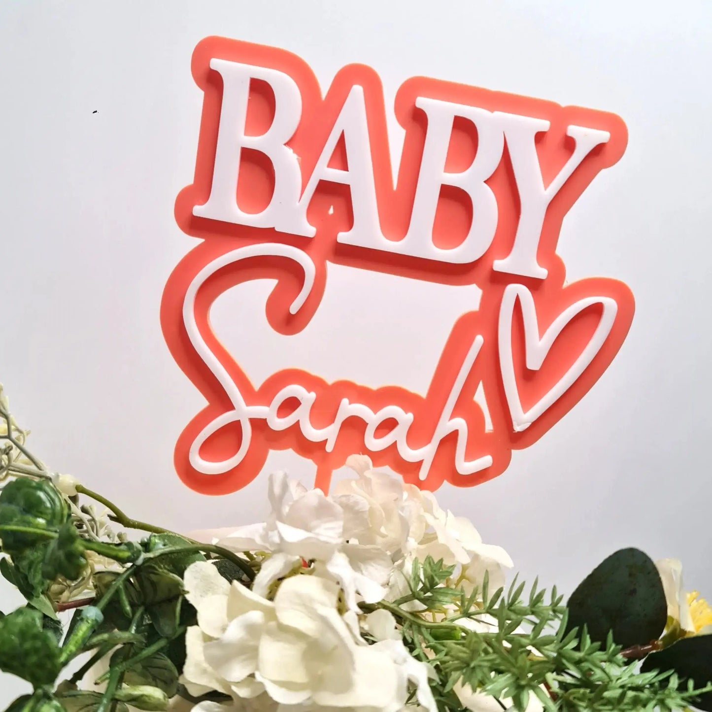 Baby Shower Cake Topper Heart | Double Layer Acrylic Design Evermore Gifts & Favours