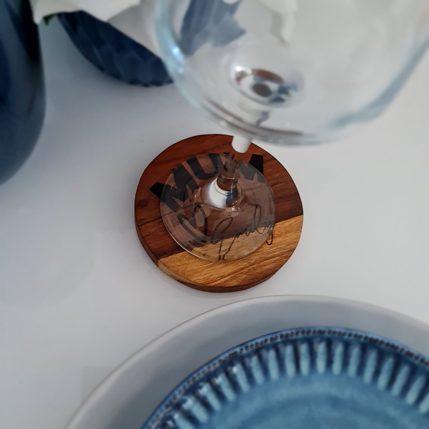 Personalised Acacia Wood Coaster – Custom Engraved Design