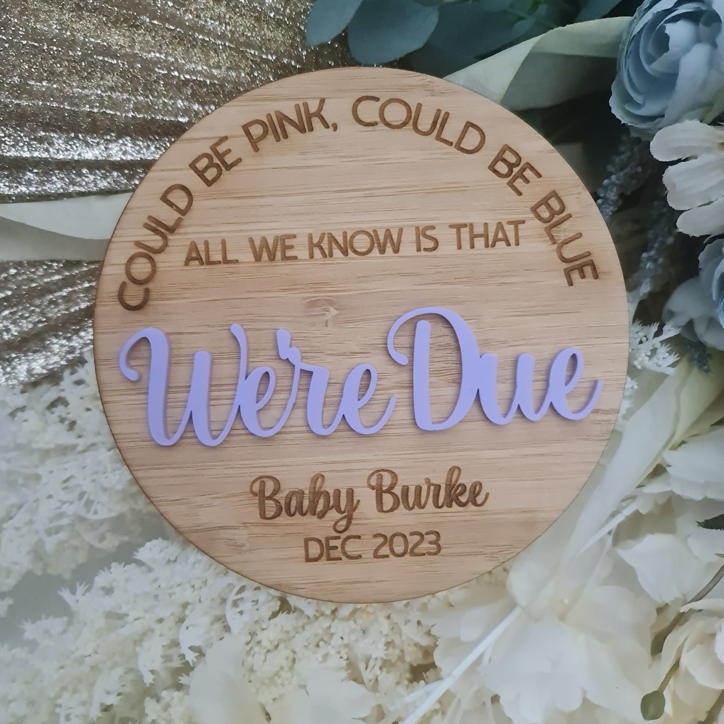 Custom Wooden Baby Name Plaque – Birth Reveal Announcement