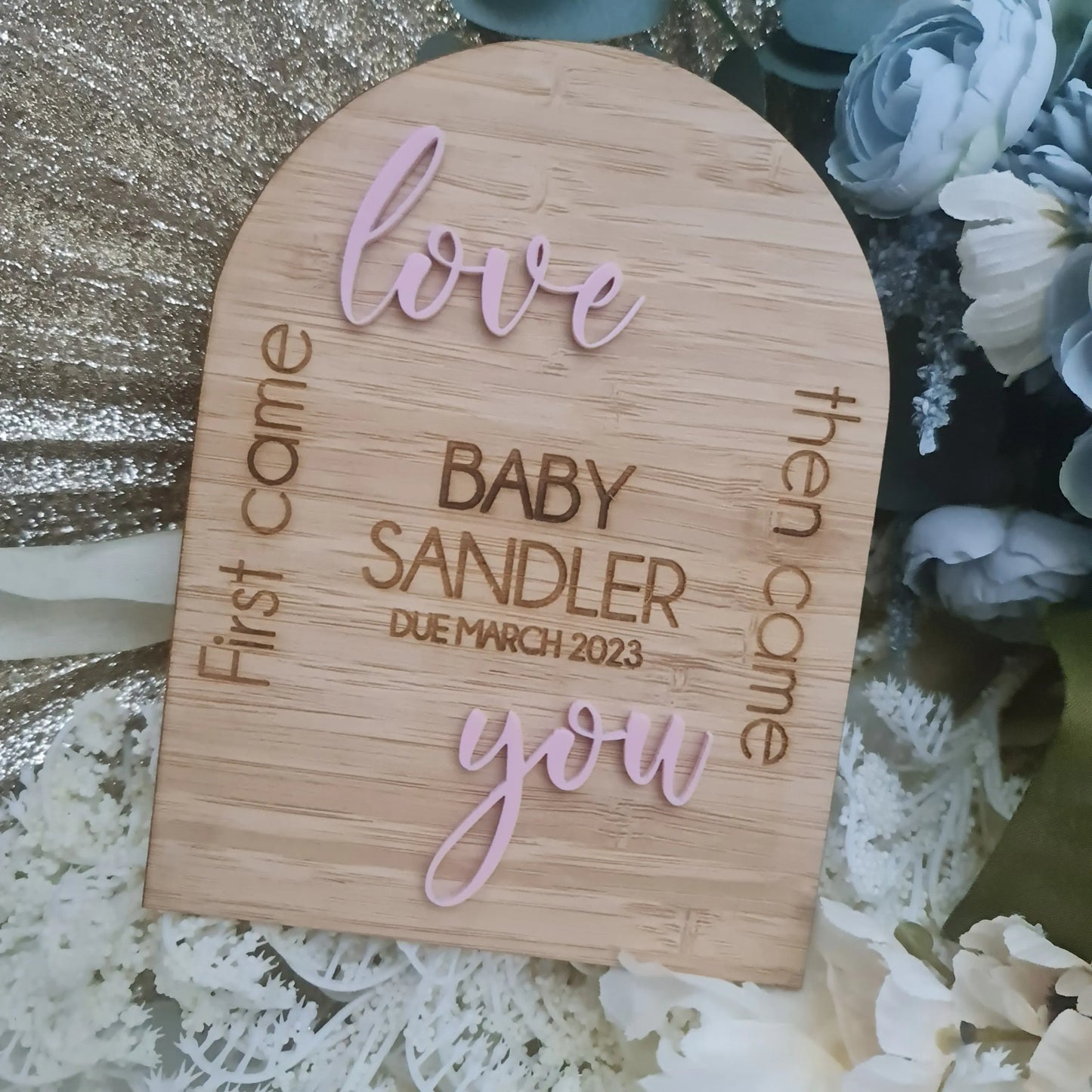 Personalised Birth Announcement Disc – Baby Name & Date Plaque Evermore Gifts & Favours