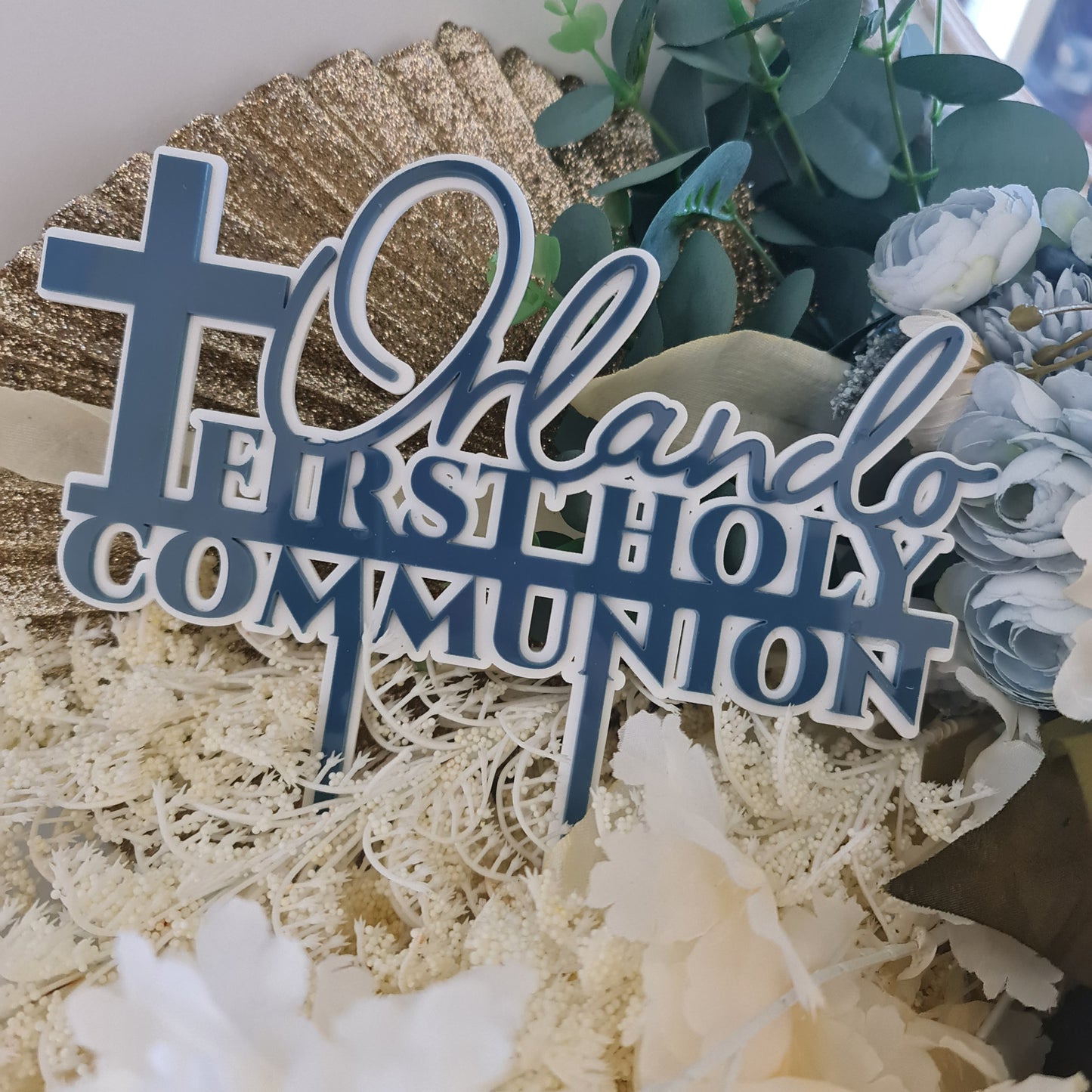 First Communion Cake Topper – Custom Religious Celebration Topper