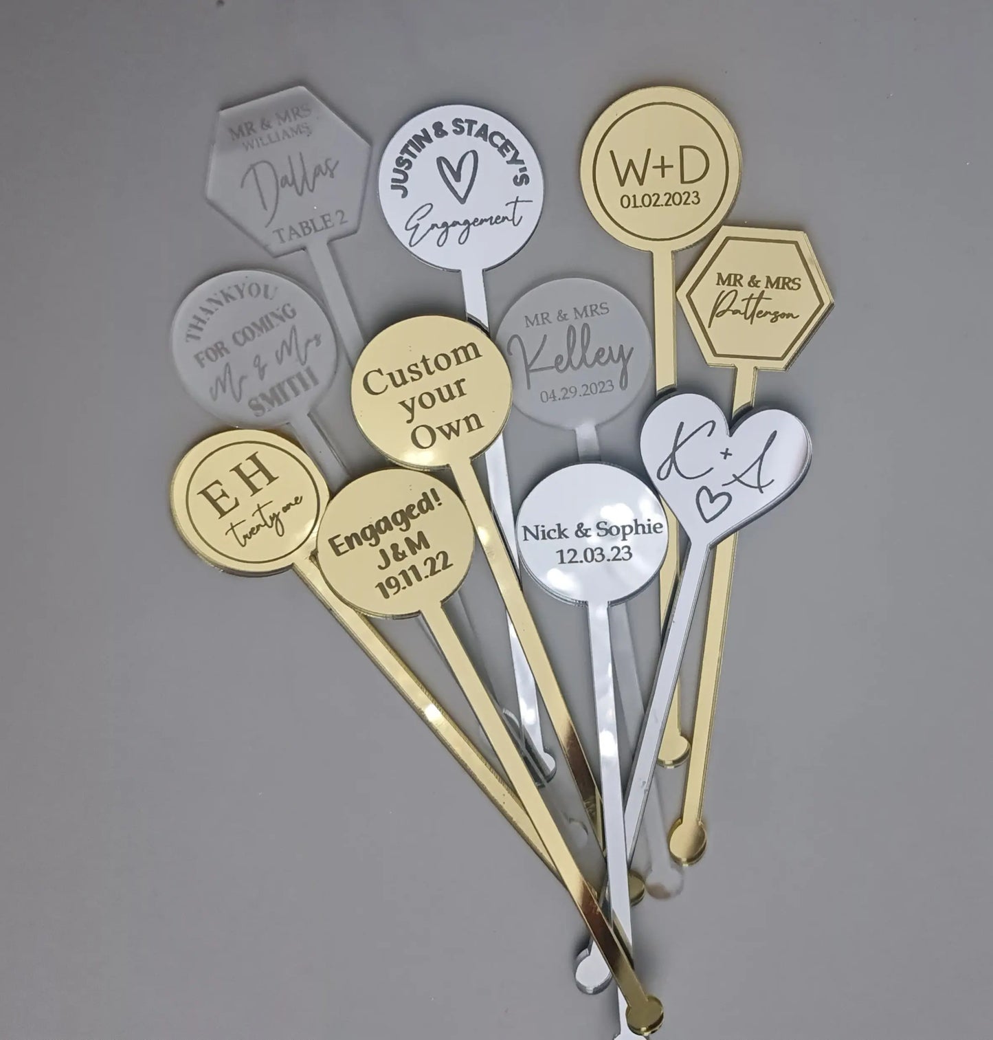 Engagement Party Drink Stirrers – Personalised Acrylic Stir Sticks Evermore Gifts & Favours