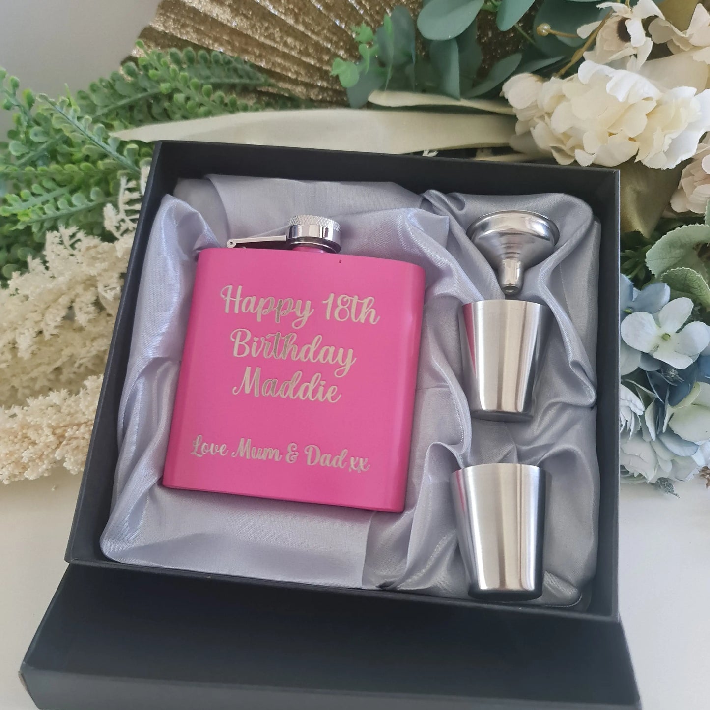 6oz Personalised Flask With Gift Set Evermore Gifts & Favours