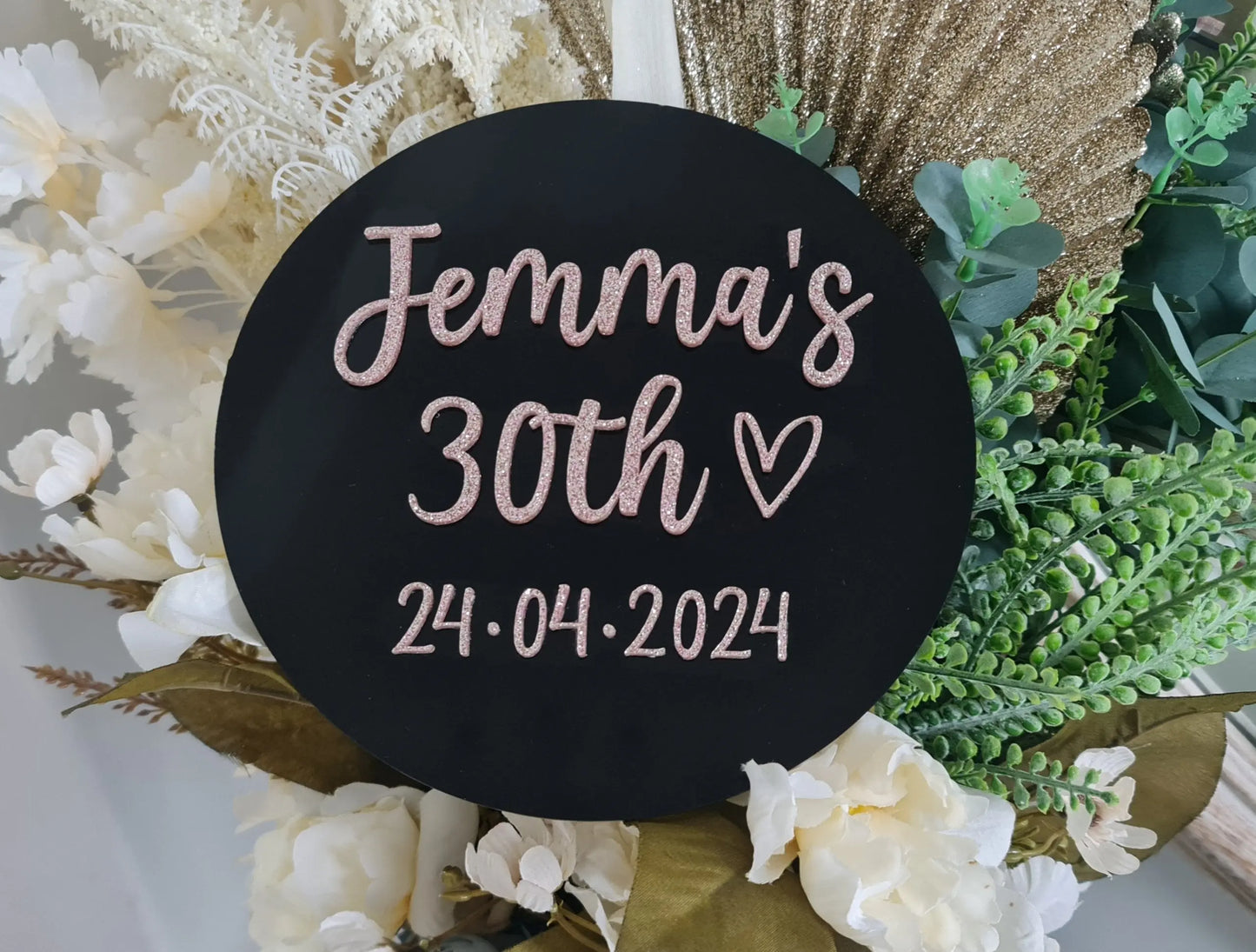 30th Birthday Welcome Sign – Round Custom Name Signage Evermore Gifts & Favours