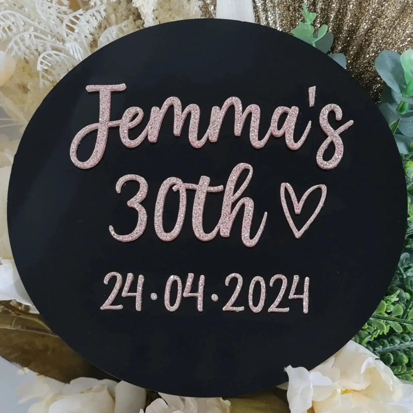 30th Birthday Welcome Sign – Round Custom Name Signage Evermore Gifts & Favours