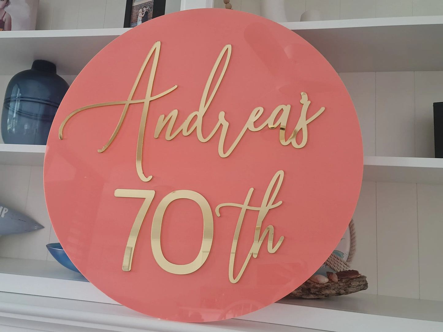 70th Birthday Round Sign – Stylish Personalised Event Decor Evermore Gifts & Favours
