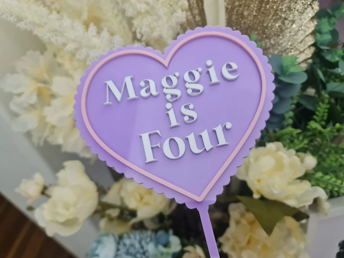 Four Birthday Cake Topper – Layered Acrylic in Any Theme Evermore Gifts & Favours