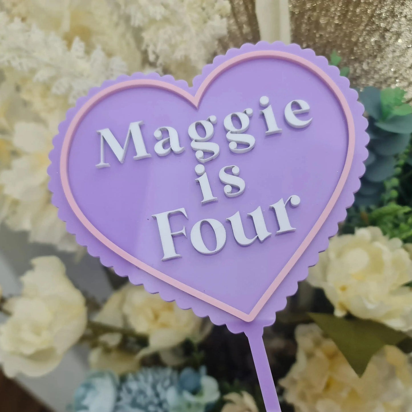 Four Birthday Cake Topper – Layered Acrylic in Any Theme Evermore Gifts & Favours