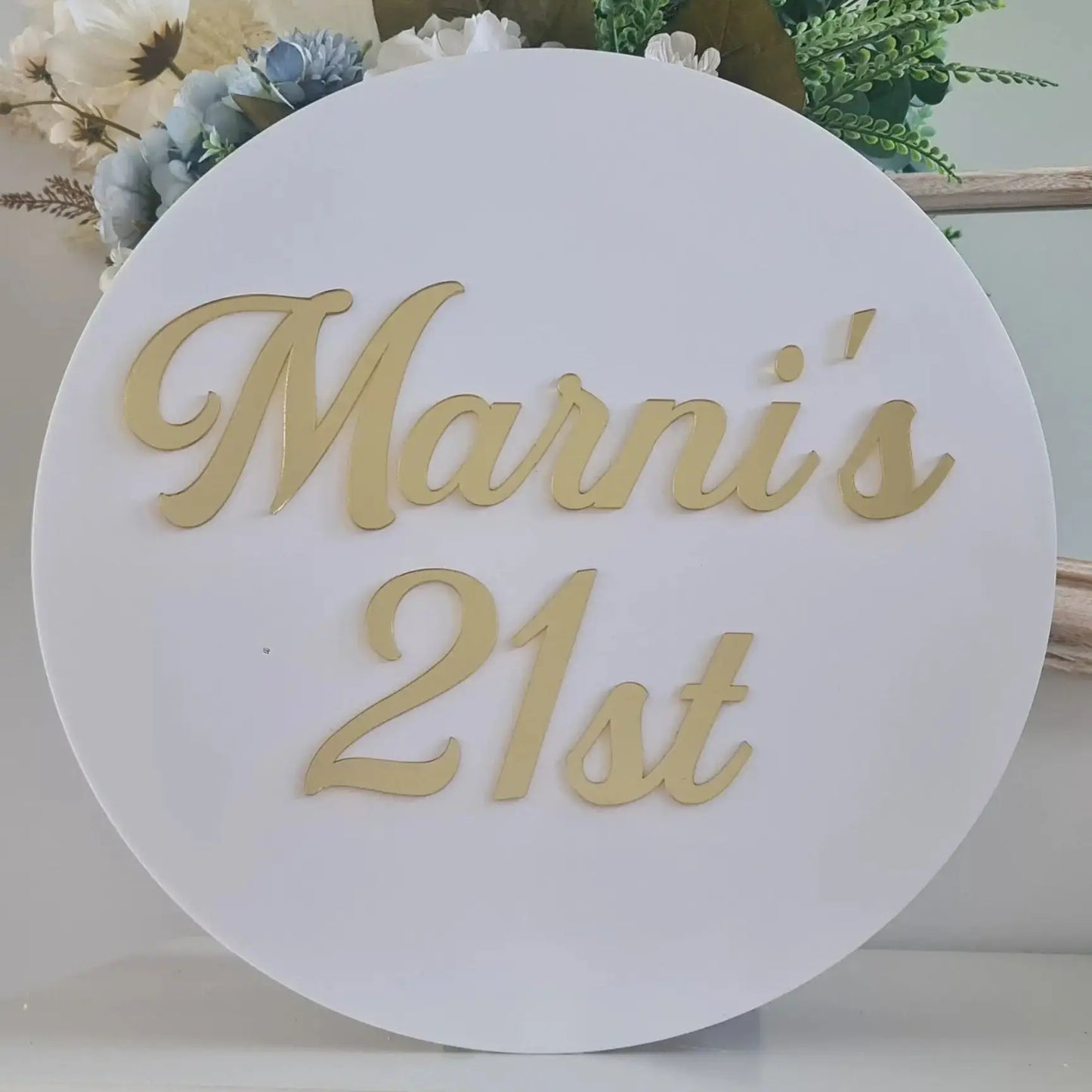21st Birthday Round Sign – Round Custom Name Signage Evermore Gifts & Favours