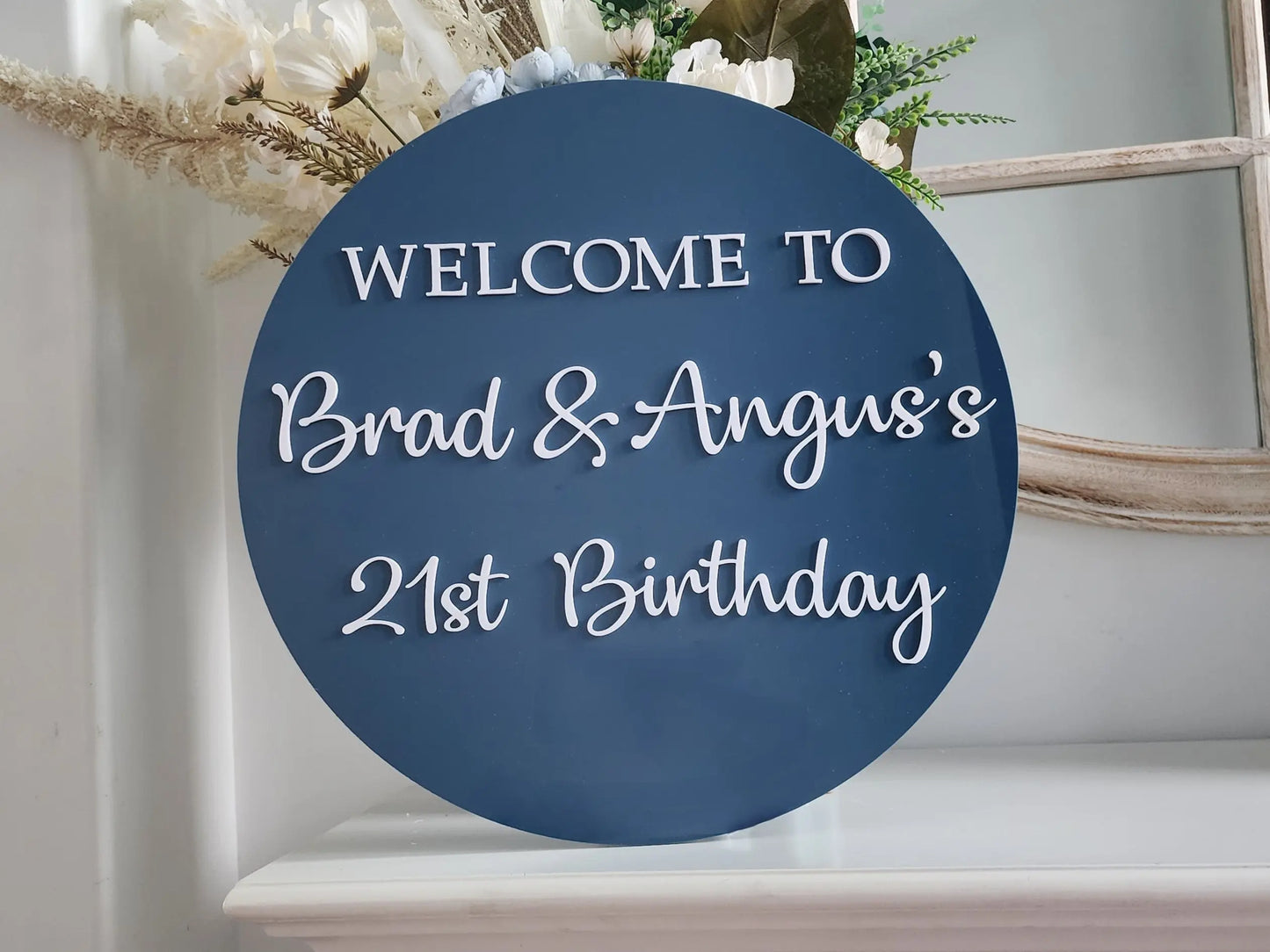 21st Birthday Round Sign – Mirror Acrylic or Timber Option Evermore Gifts & Favours
