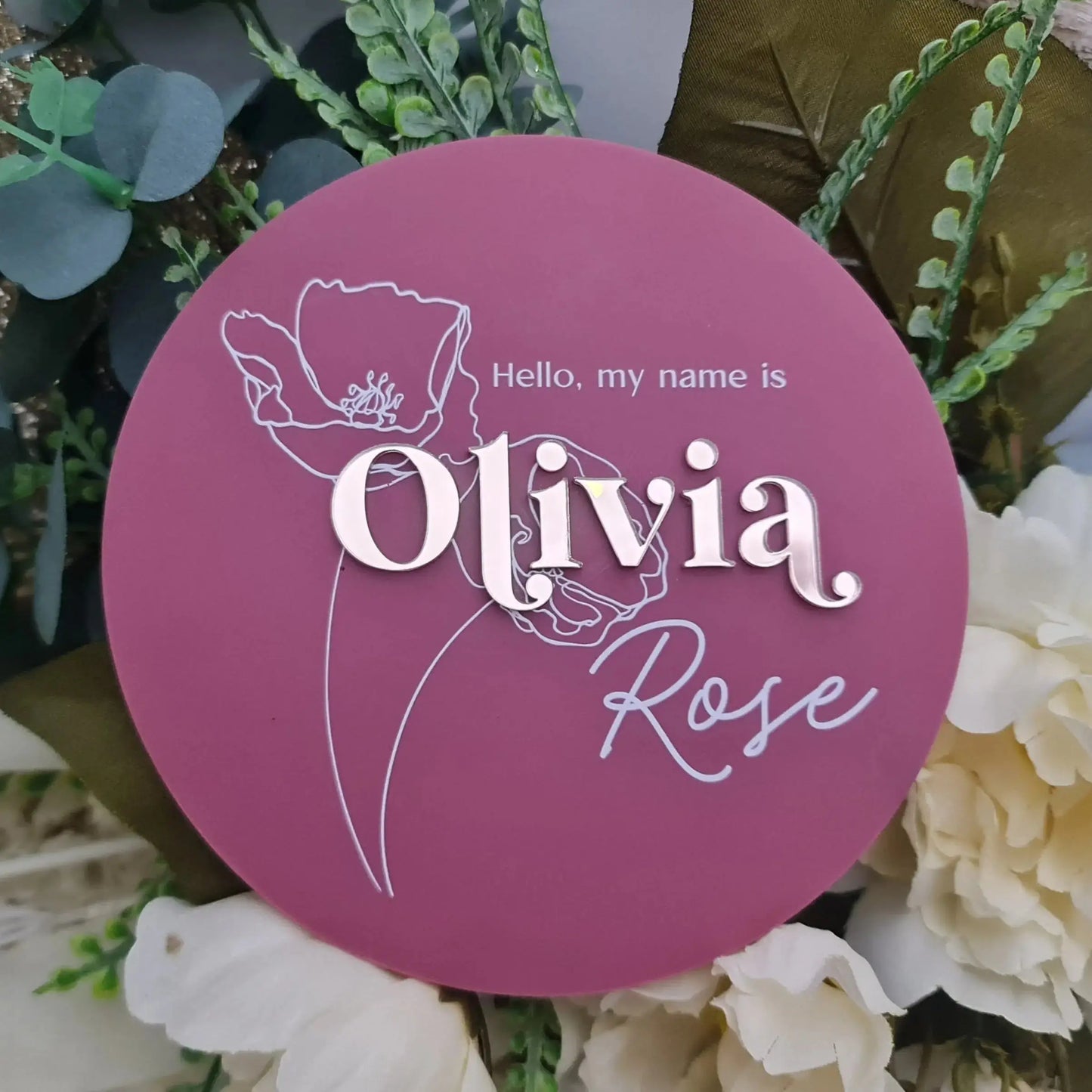 Custom UV Printed Baby Announcement 15cm | Acrylic Baby Name Sign Evermore Gifts & Favours