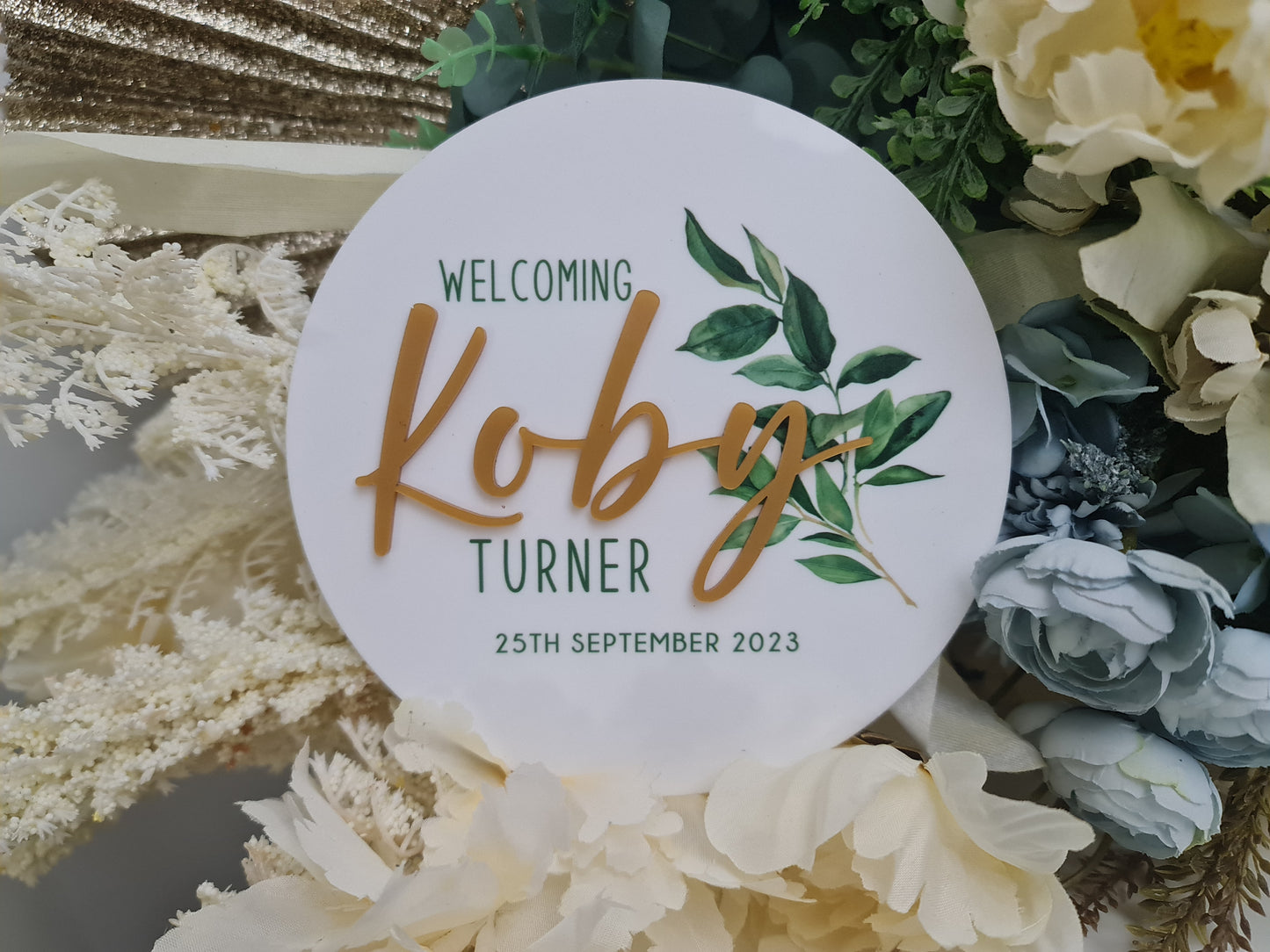 Engraved Baby Name Reveal Sign – Birth Announcement Keepsake