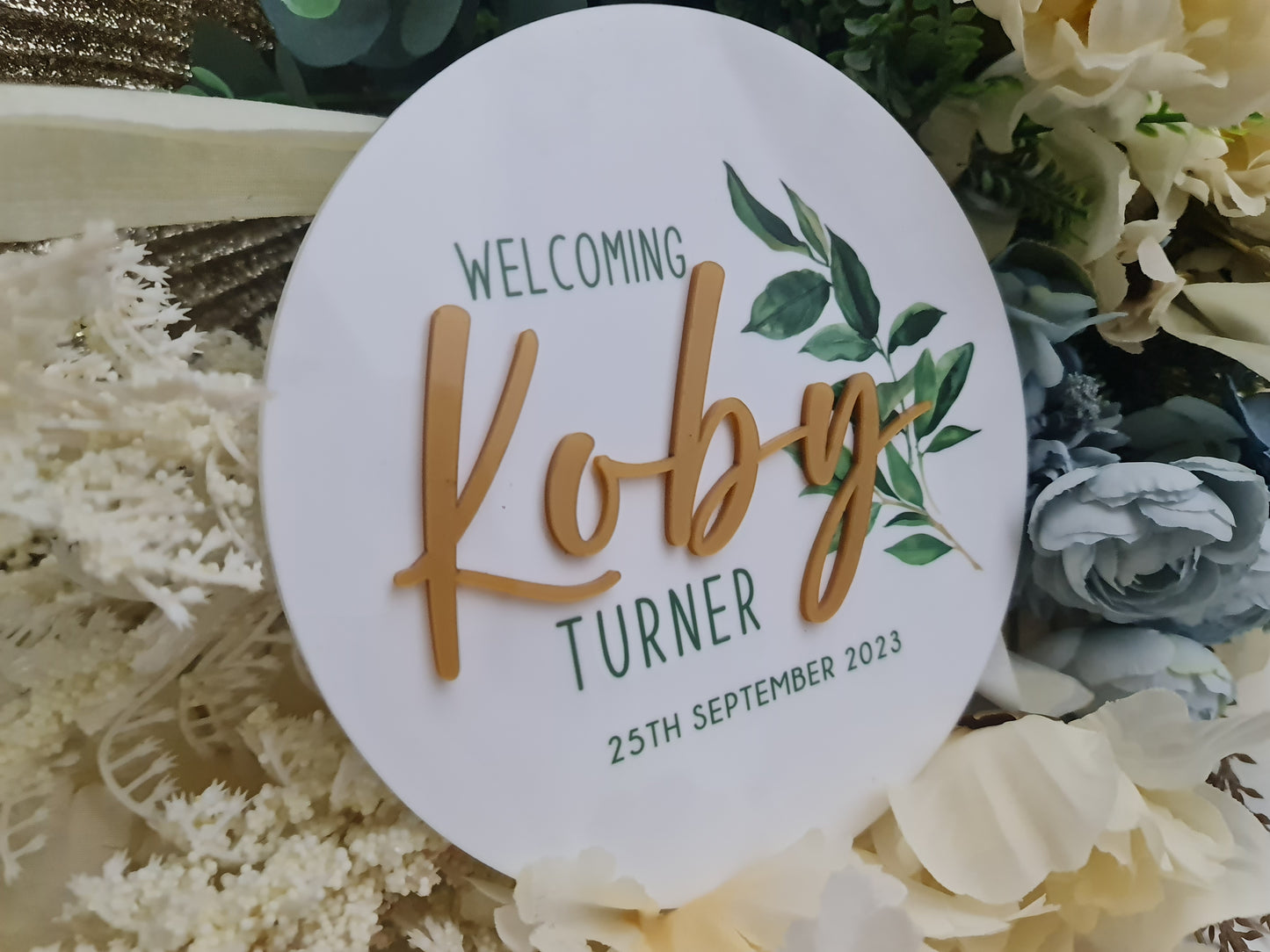 Engraved Baby Name Reveal Sign – Birth Announcement Keepsake