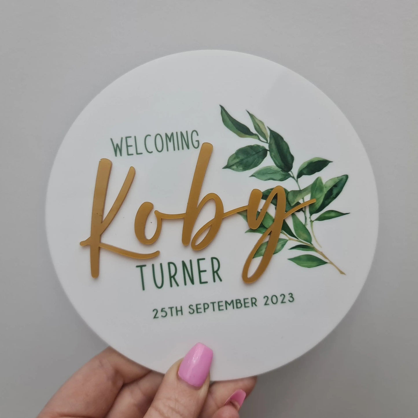 Colour Printed Baby Announcement Plaque 15cm | Personalised Birth Keepsake Sign Evermore Gifts & Favours