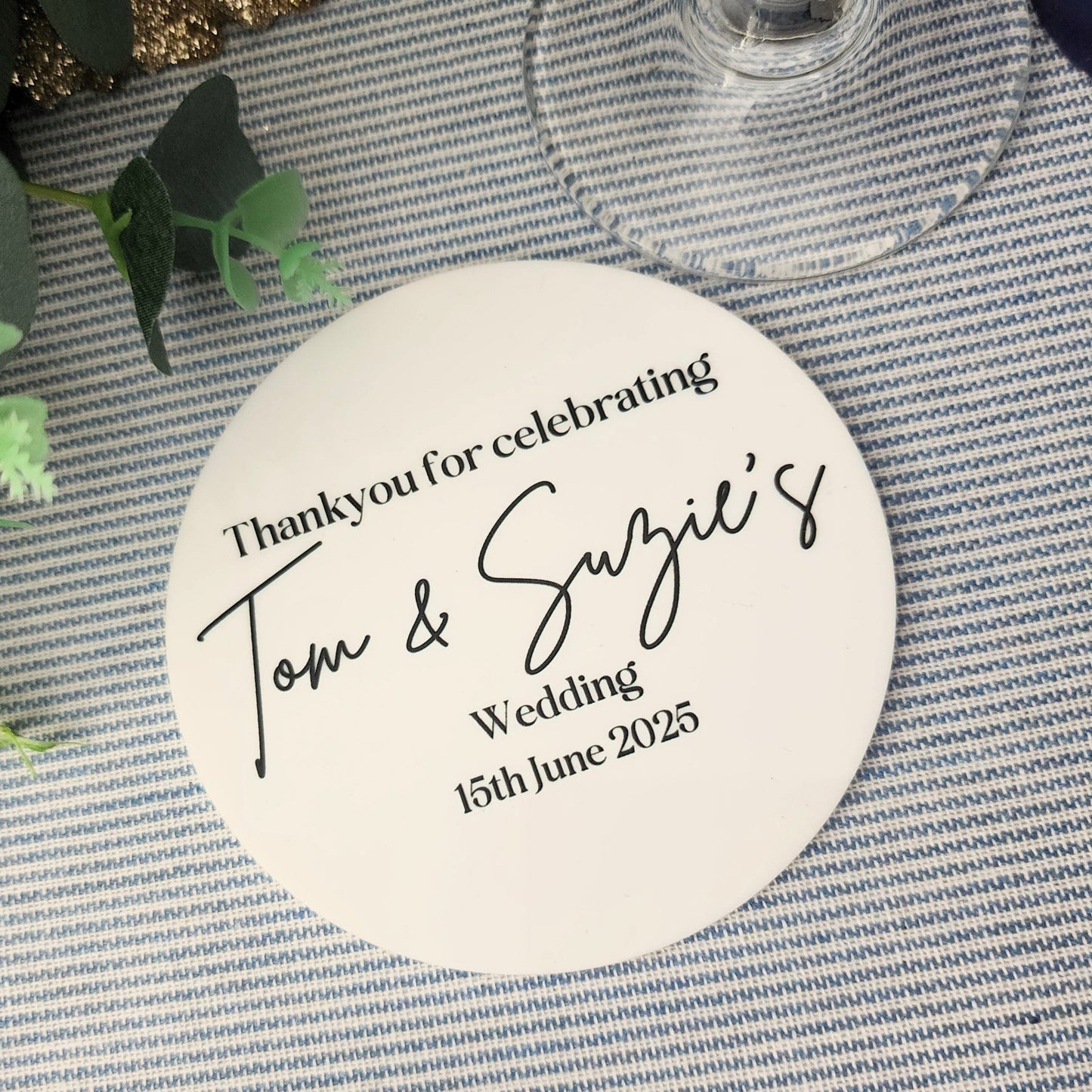 Personalised Wedding Coasters – Custom Names & Date Keepsake