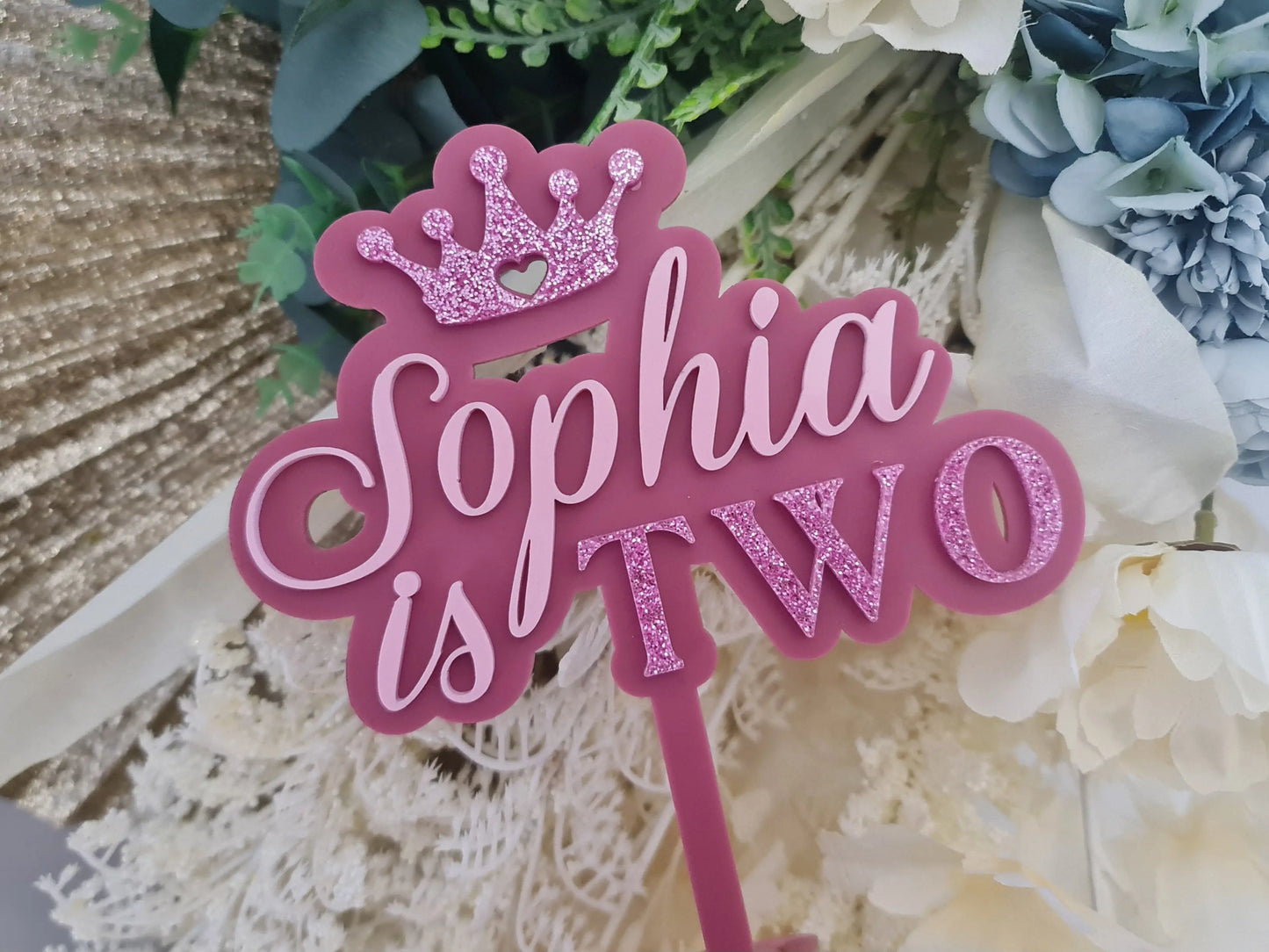 Princess Birthday Cake Topper – Double Layer Acrylic with Crown Evermore Gifts & Favours