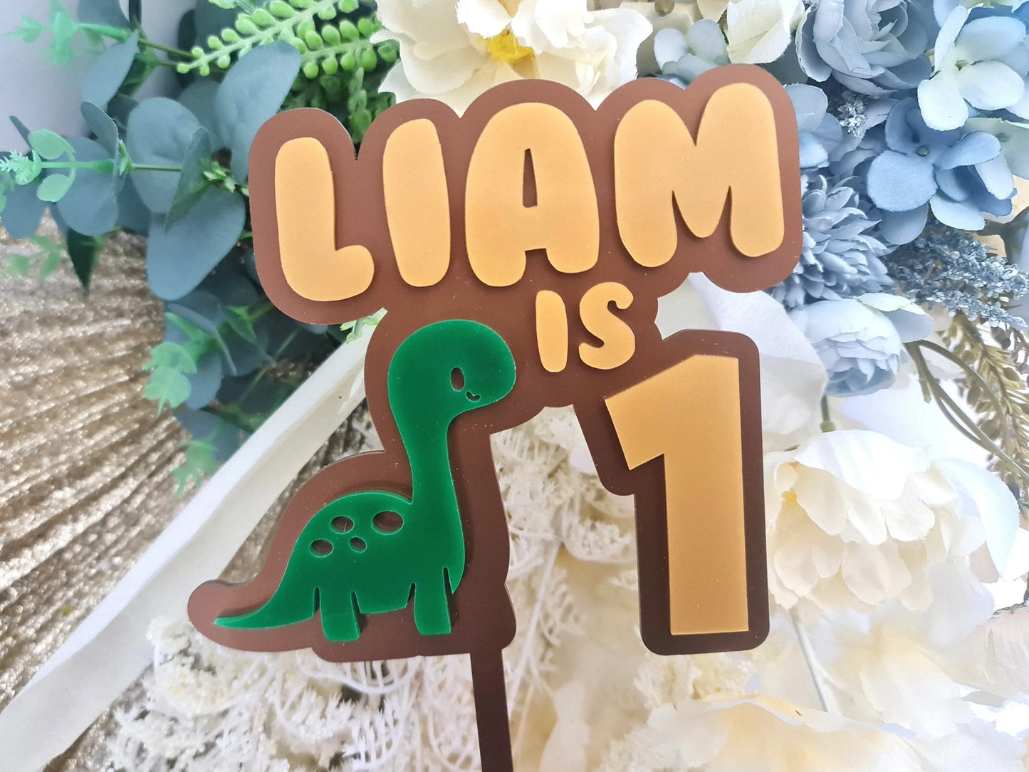 Dinosaur Birthday Cake Topper – Double Layer Kids Theme Evermore Gifts & Favours
