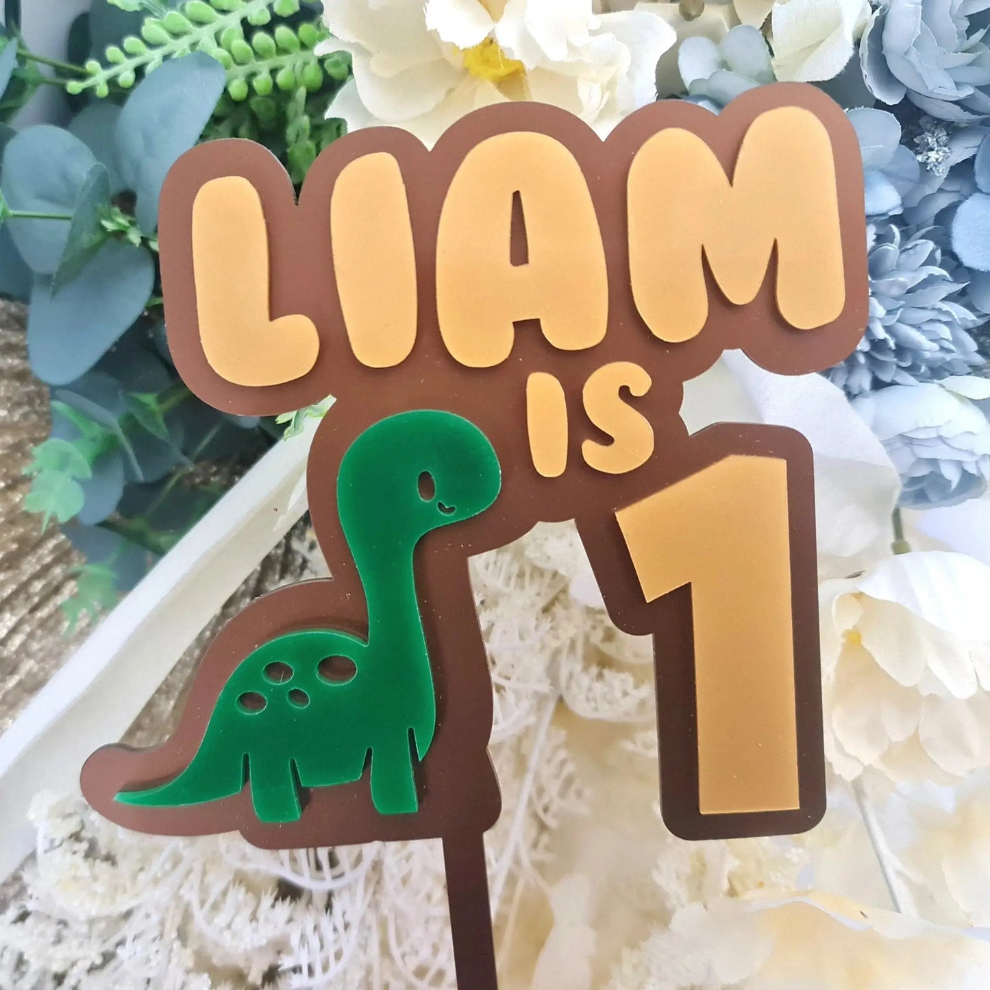 Dinosaur Birthday Cake Topper – Double Layer Kids Theme Evermore Gifts & Favours
