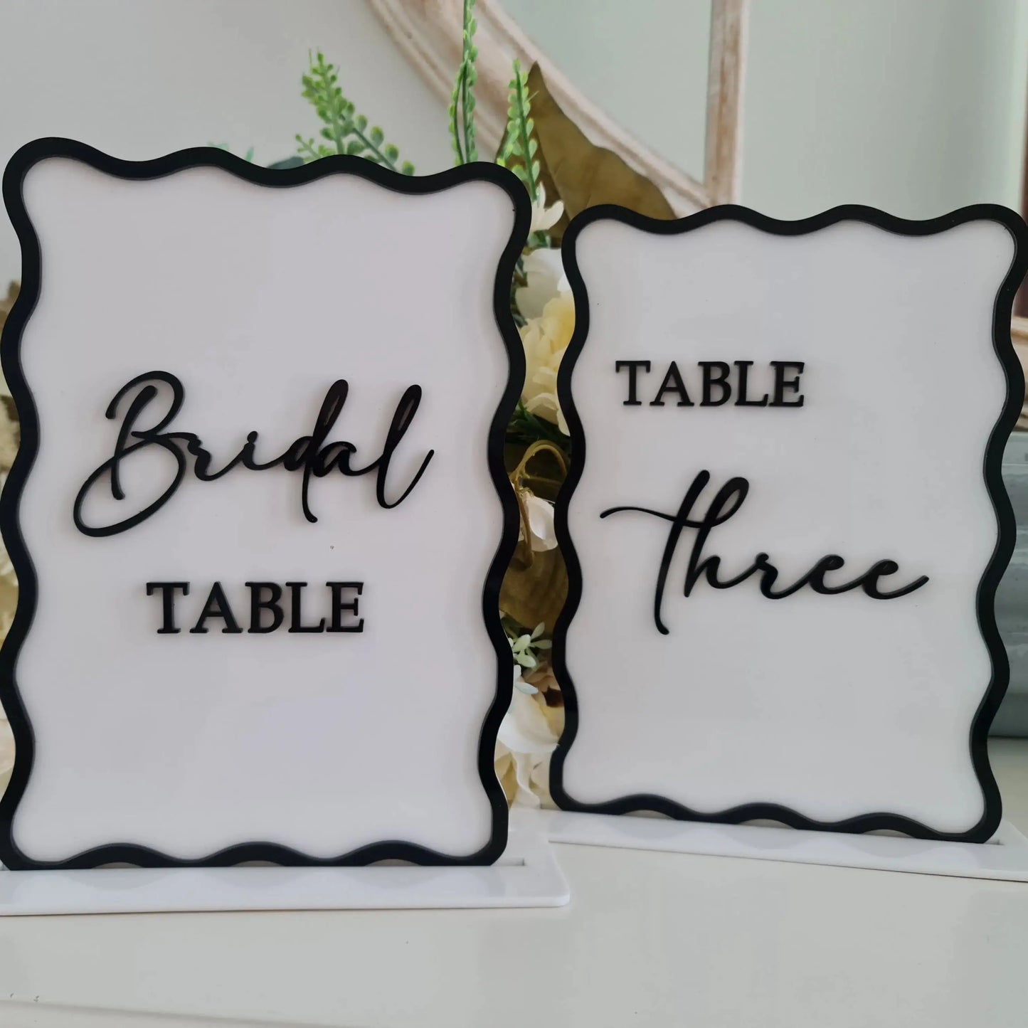 Freestanding Table Numbers – Personalised Acrylic or Timber Signs Evermore Gifts & Favours