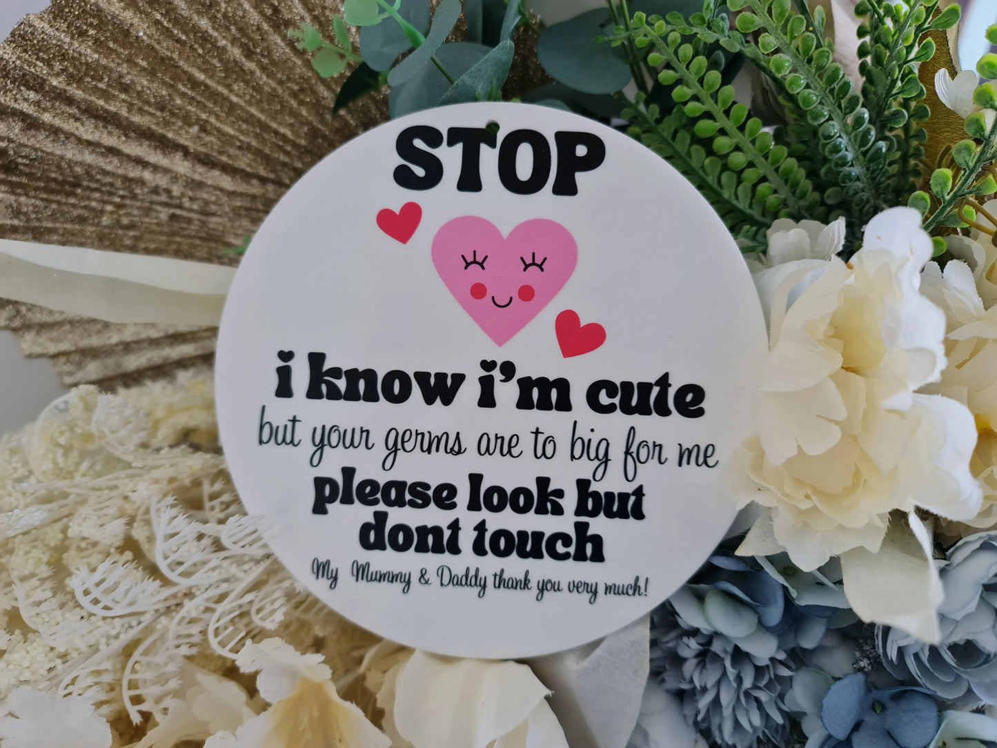 Hands Off Baby Pram Sign – Keep Germs Away Stroller Warning Tag Evermore Gifts & Favours