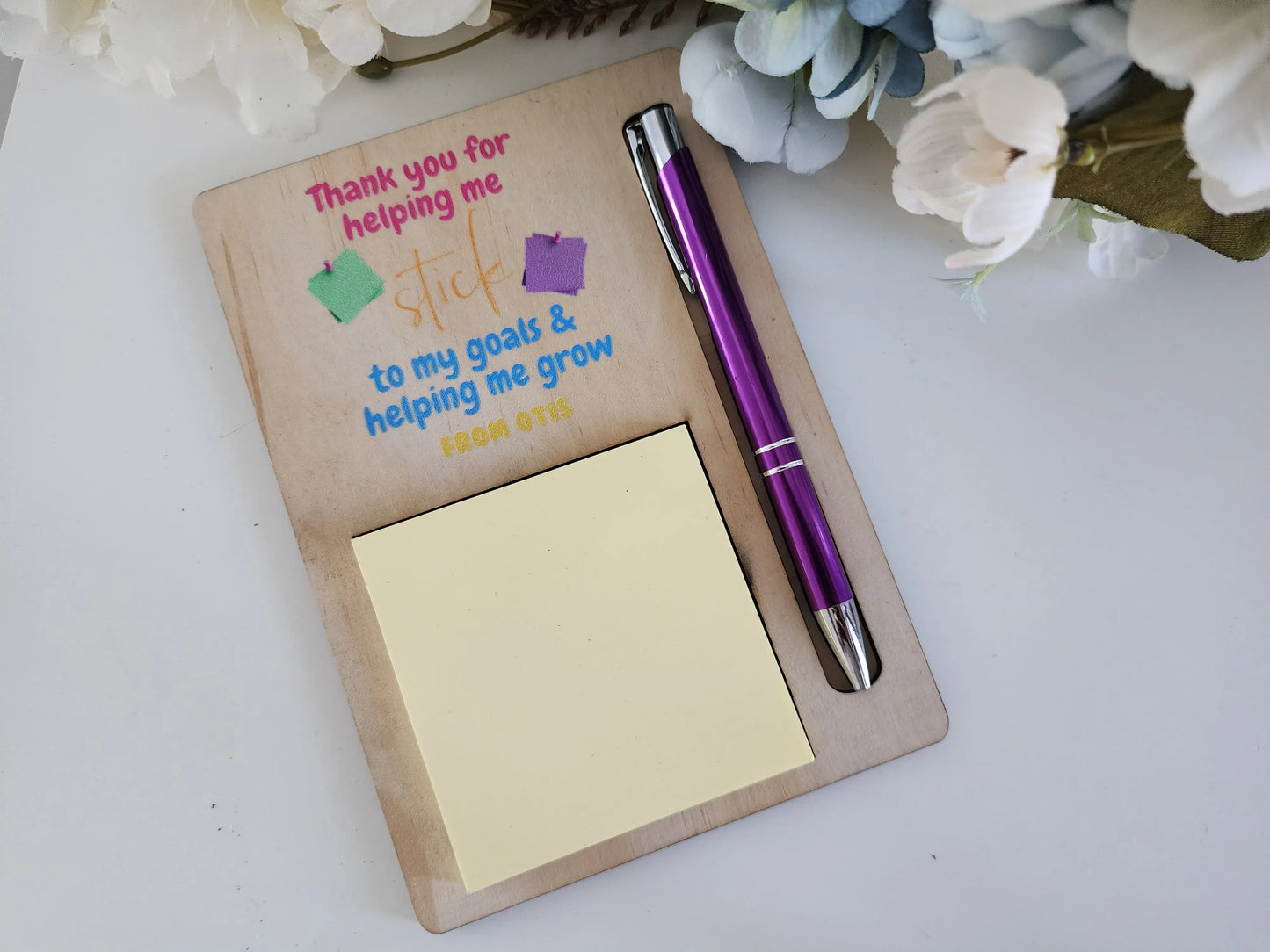 Personalised Laser Cut Teacher Post-it Holder – Custom Desk Organiser Gift Evermore Gifts & Favours