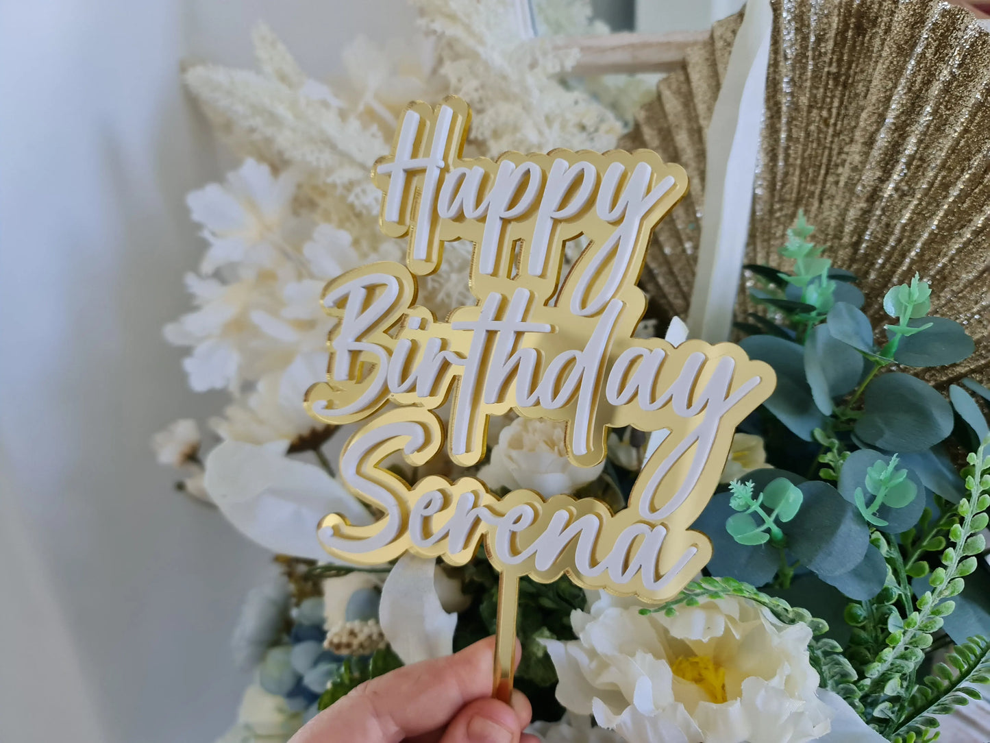 Rainbow Birthday Cake Topper – Bright Double Layer Statement Piece Evermore Gifts & Favours