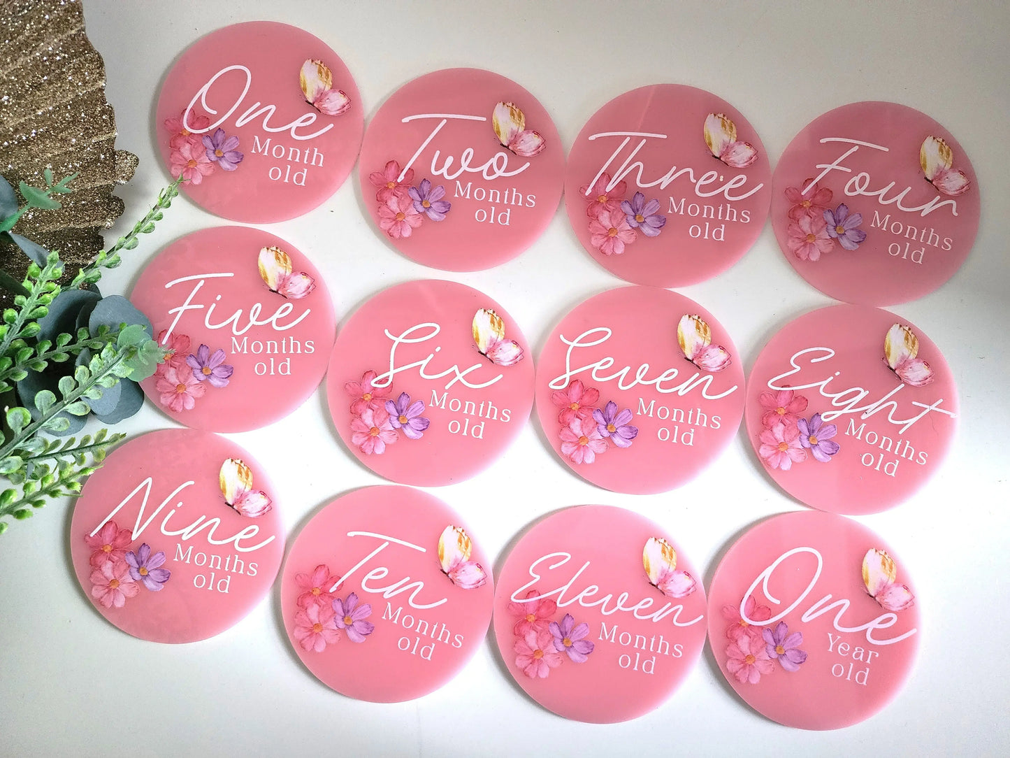 Custom Baby Monthly Milestone Plaques – Photo Memory Set Evermore Gifts & Favours